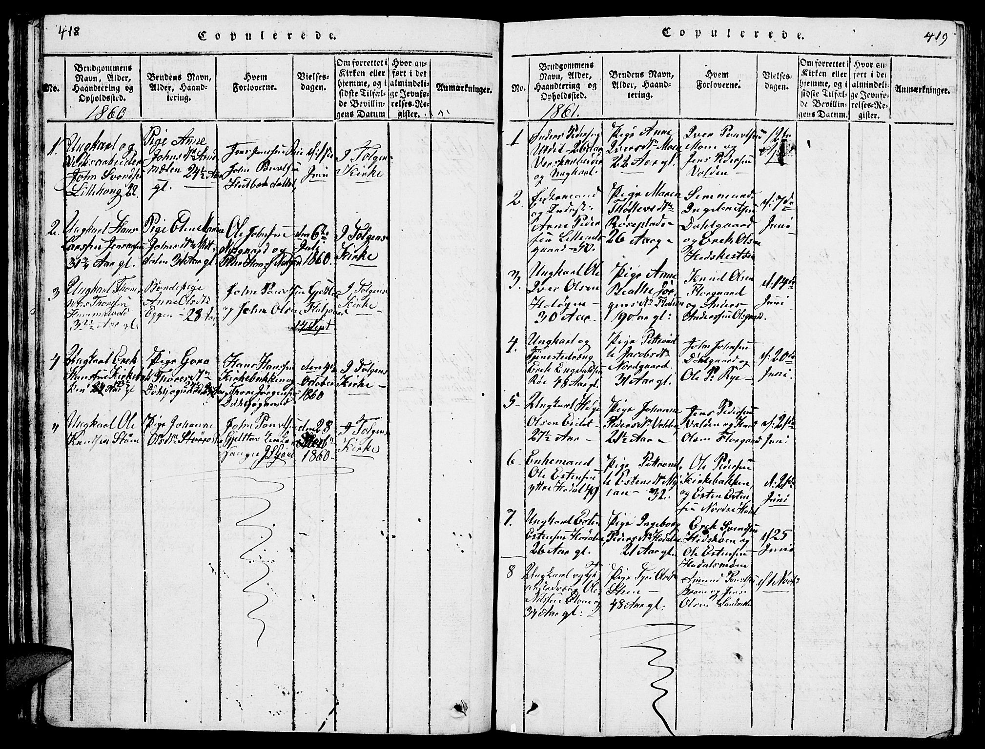 Tolga prestekontor, AV/SAH-PREST-062/L/L0001: Parish register (copy) no. 1, 1814-1877, p. 418-419