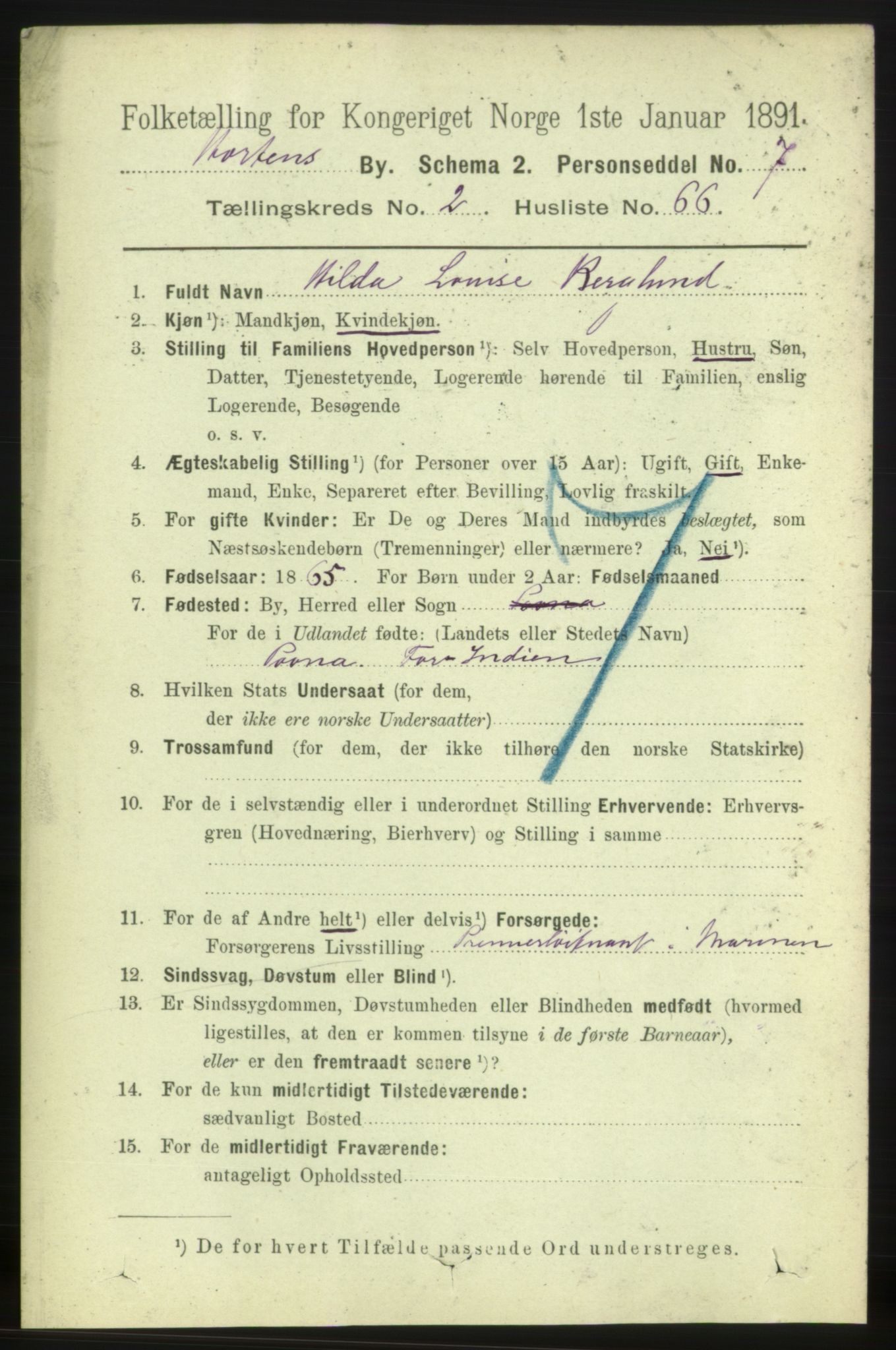 RA, 1891 census for 0703 Horten, 1891, p. 2681