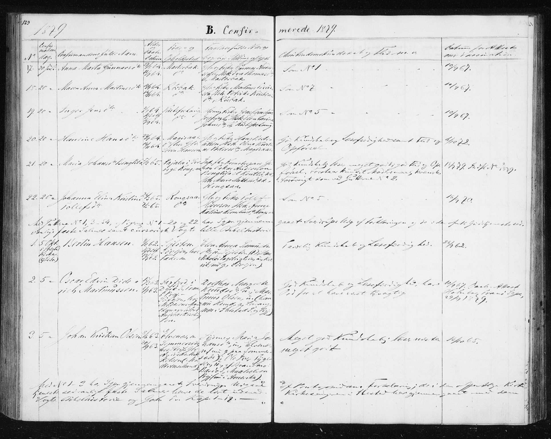 Ibestad sokneprestembete, AV/SATØ-S-0077/H/Ha/Hab/L0013klokker: Parish register (copy) no. 13, 1865-1879, p. 123