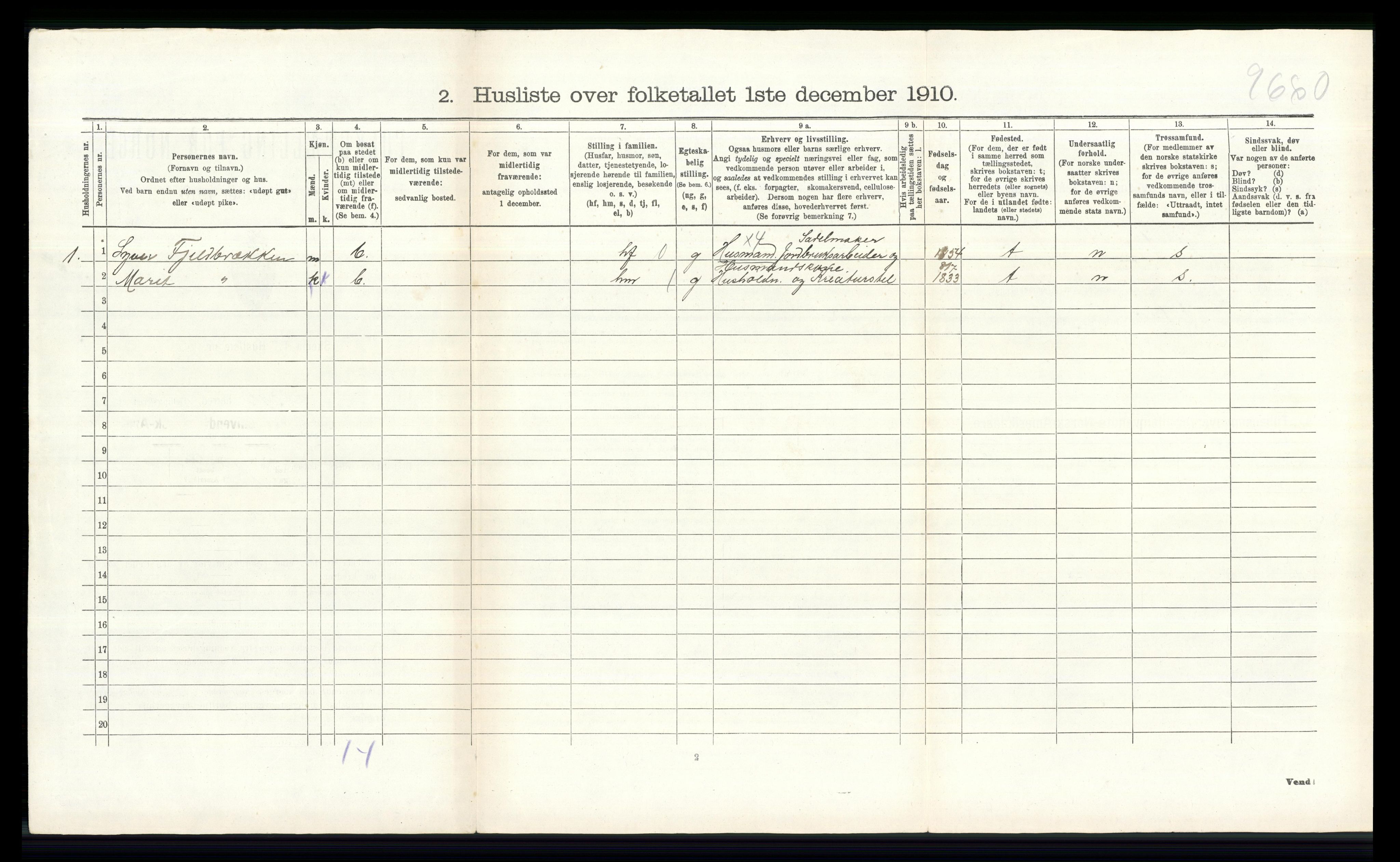 RA, 1910 census for Lesja, 1910, p. 834