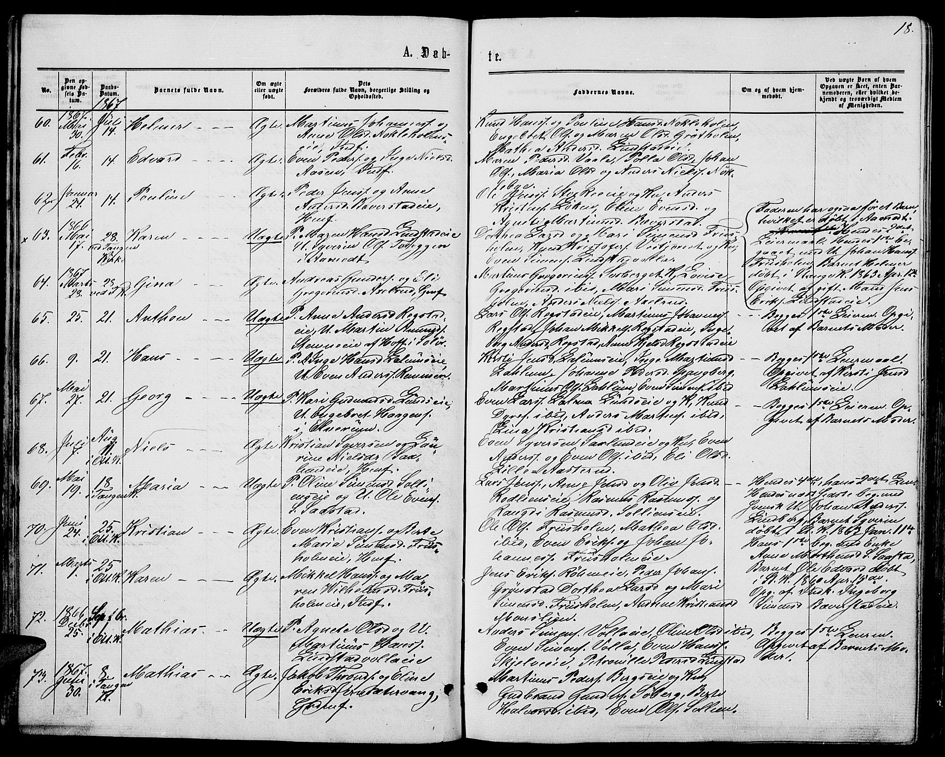 Stange prestekontor, AV/SAH-PREST-002/L/L0006: Parish register (copy) no. 6, 1864-1882, p. 18