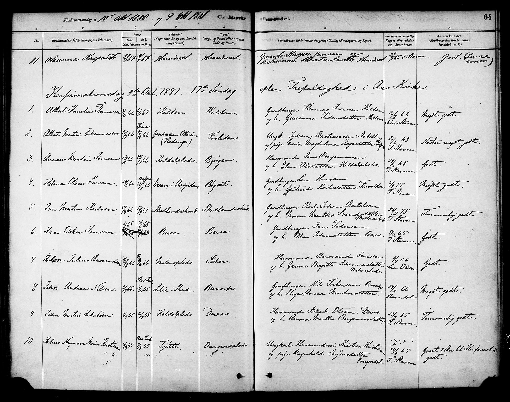Ministerialprotokoller, klokkerbøker og fødselsregistre - Nord-Trøndelag, SAT/A-1458/742/L0408: Parish register (official) no. 742A01, 1878-1890, p. 64