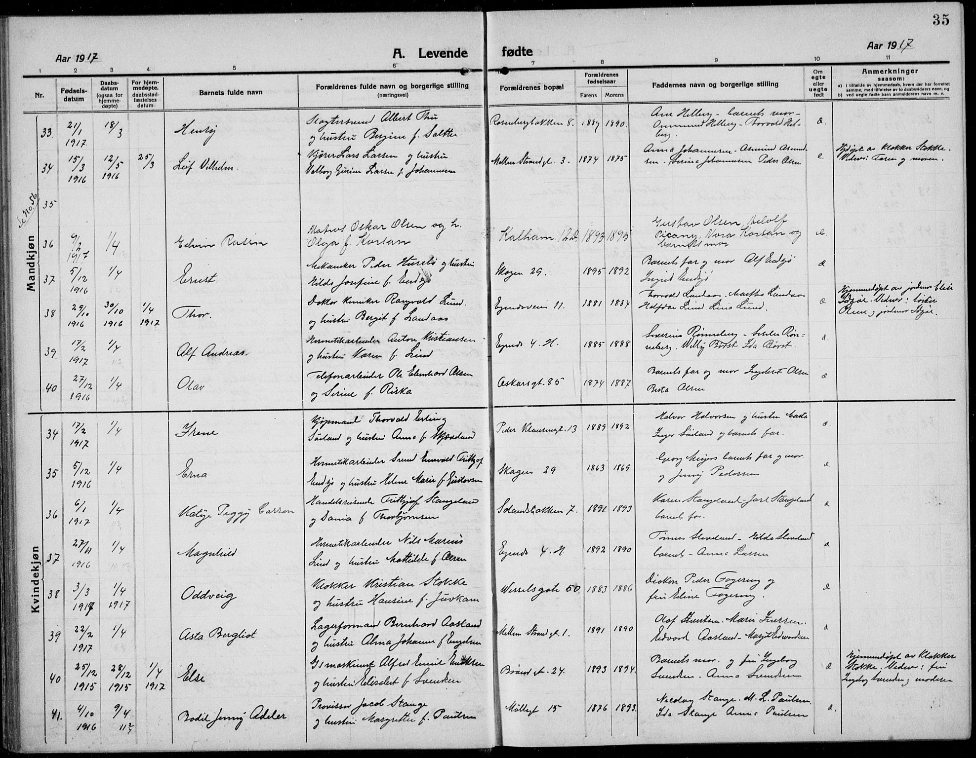 Domkirken sokneprestkontor, AV/SAST-A-101812/001/30/30BB/L0019: Parish register (copy) no. B 19, 1915-1932, p. 35