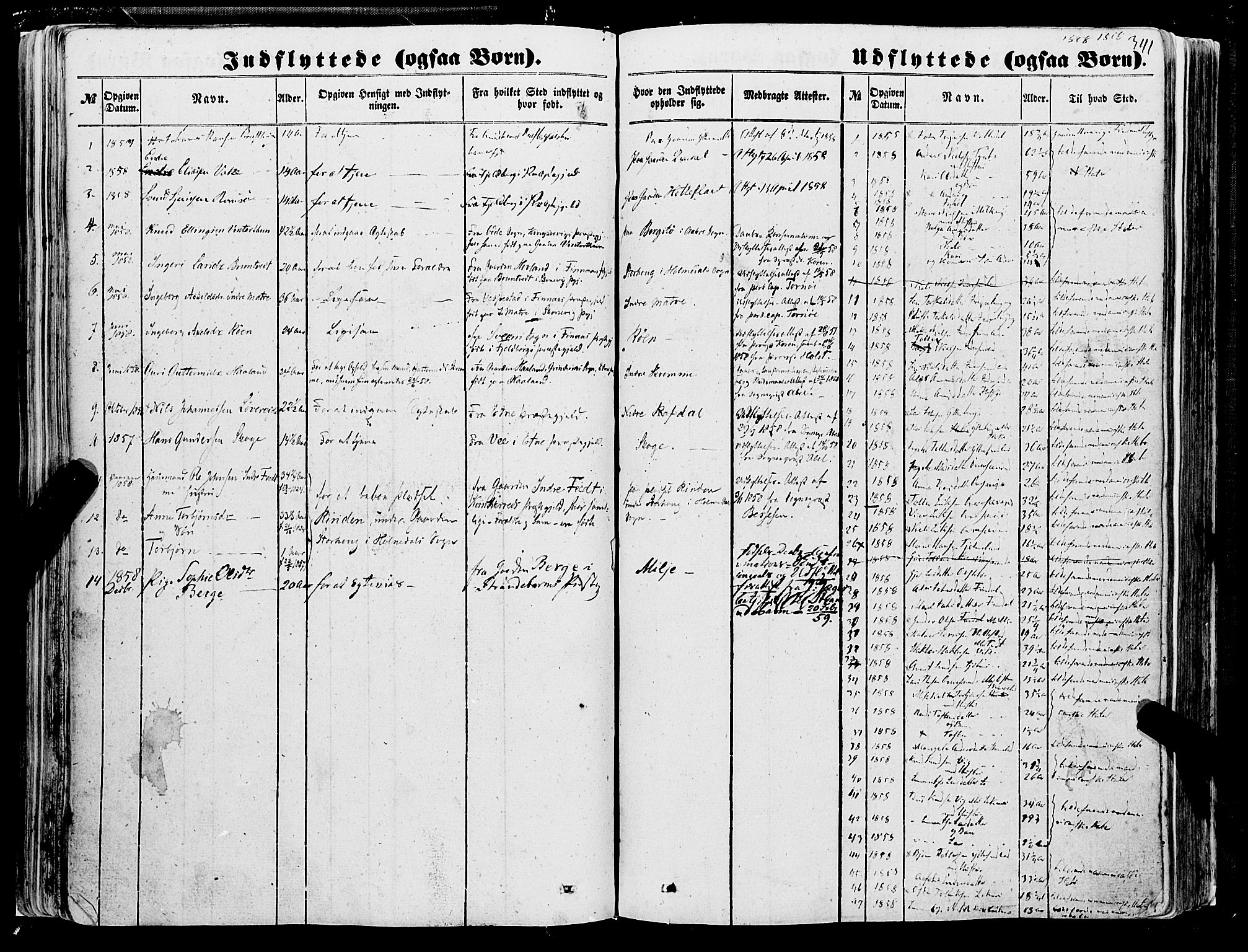 Skånevik sokneprestembete, SAB/A-77801/H/Haa: Parish register (official) no. A 5II, 1848-1869, p. 341