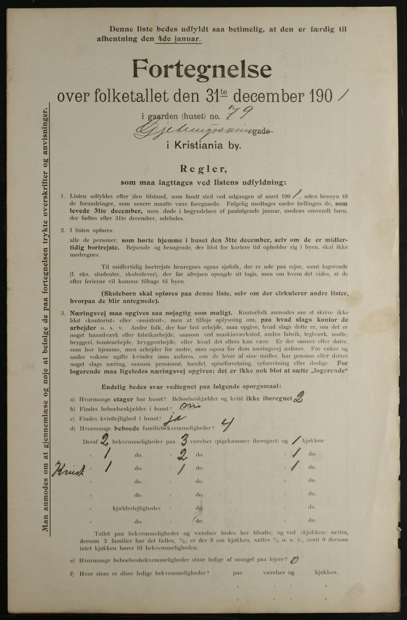 OBA, Municipal Census 1901 for Kristiania, 1901, p. 4674