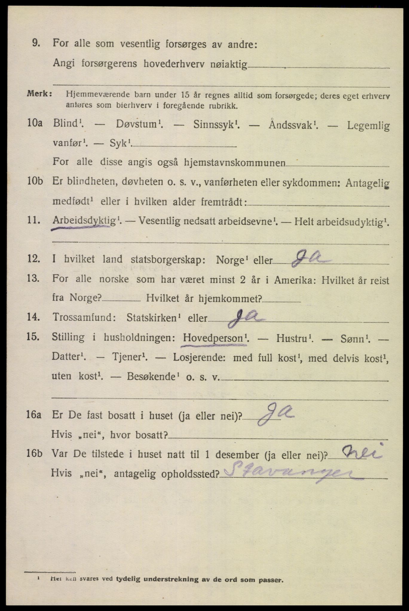 SAK, 1920 census for Spangereid, 1920, p. 836