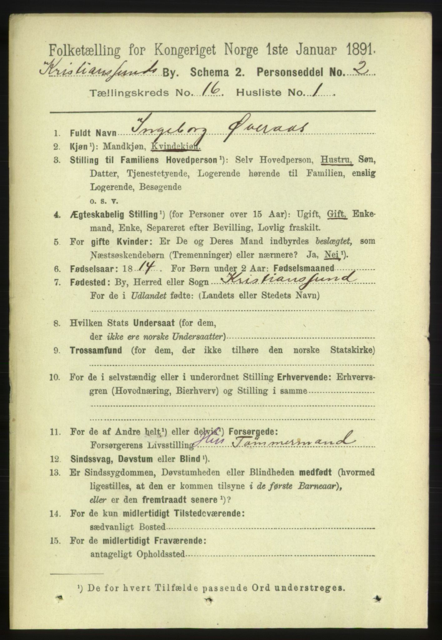 RA, 1891 census for 1503 Kristiansund, 1891, p. 11129