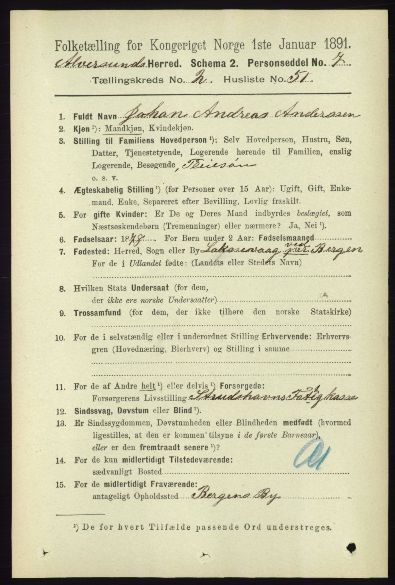 RA, 1891 census for 1257 Alversund, 1891, p. 770
