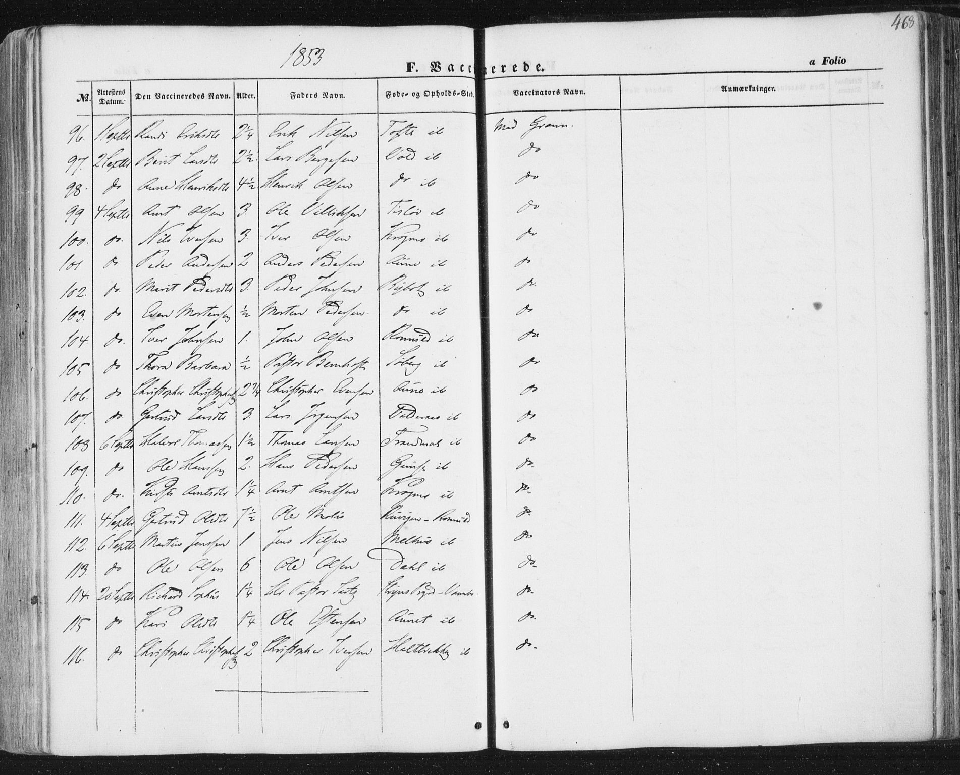 Ministerialprotokoller, klokkerbøker og fødselsregistre - Sør-Trøndelag, SAT/A-1456/691/L1076: Parish register (official) no. 691A08, 1852-1861, p. 468
