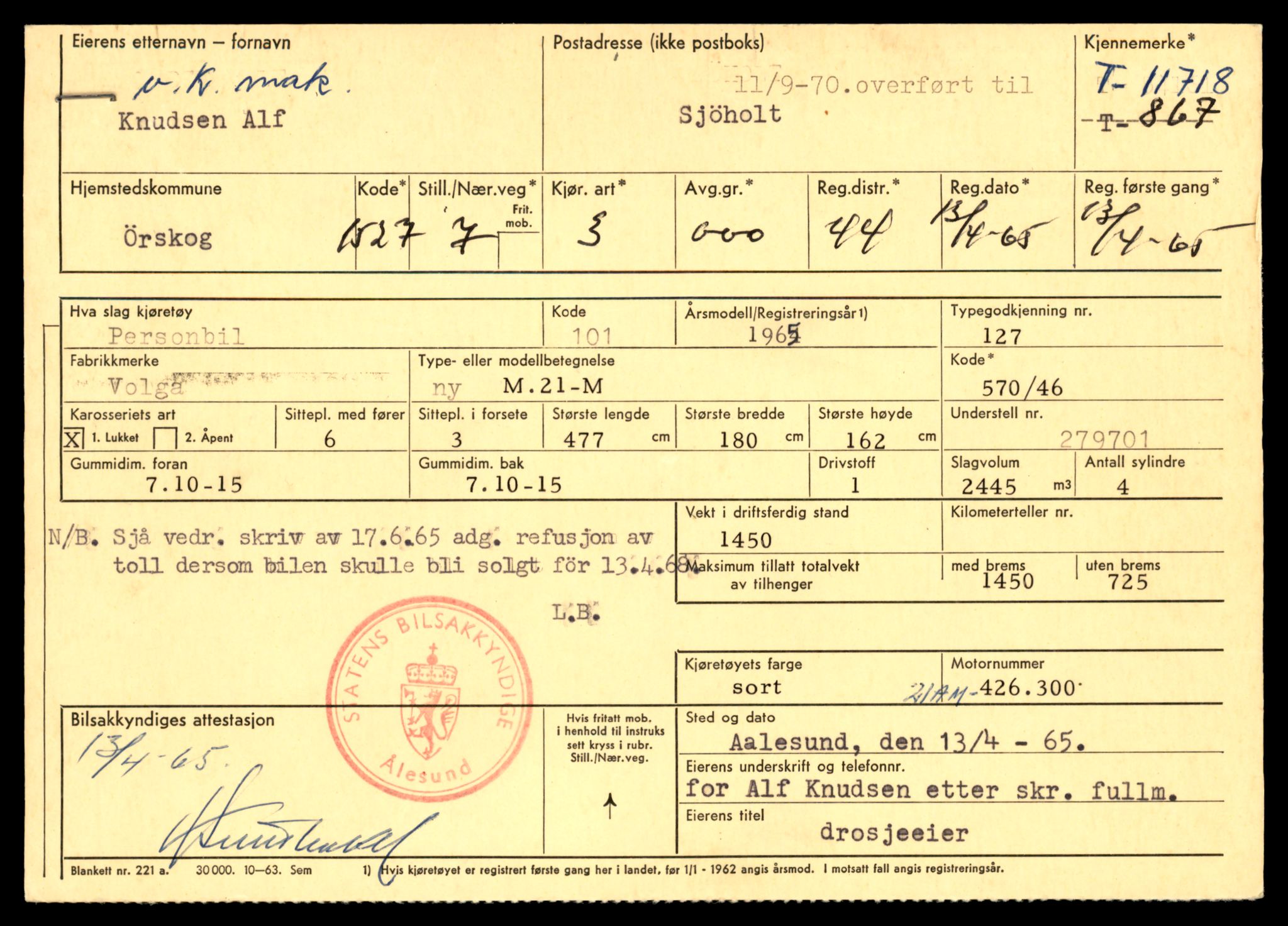 Møre og Romsdal vegkontor - Ålesund trafikkstasjon, SAT/A-4099/F/Fe/L0030: Registreringskort for kjøretøy T 11620 - T 11799, 1927-1998, p. 1229