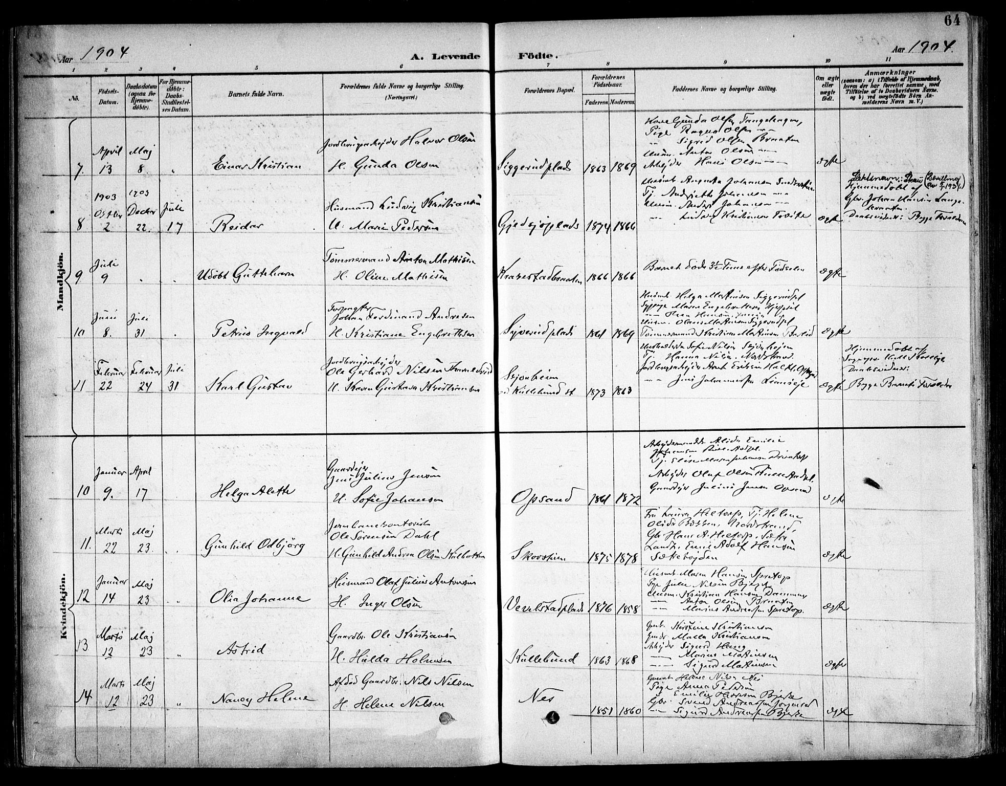 Kråkstad prestekontor Kirkebøker, SAO/A-10125a/F/Fb/L0002: Parish register (official) no. II 2, 1893-1917, p. 64