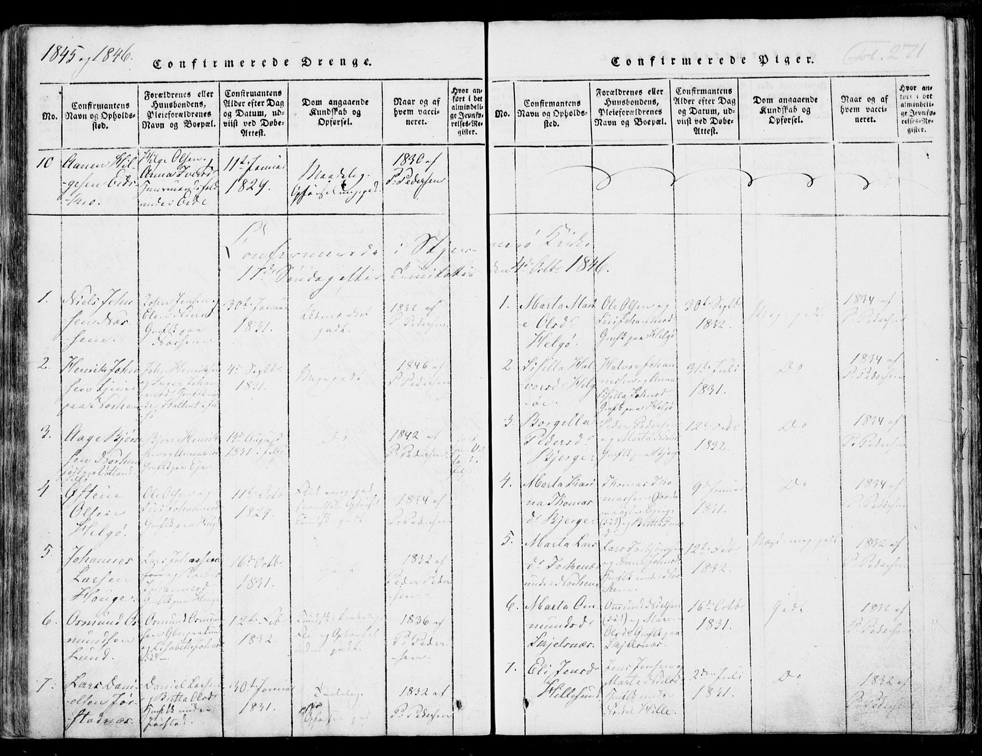 Nedstrand sokneprestkontor, AV/SAST-A-101841/01/IV: Parish register (official) no. A 7, 1816-1870, p. 271