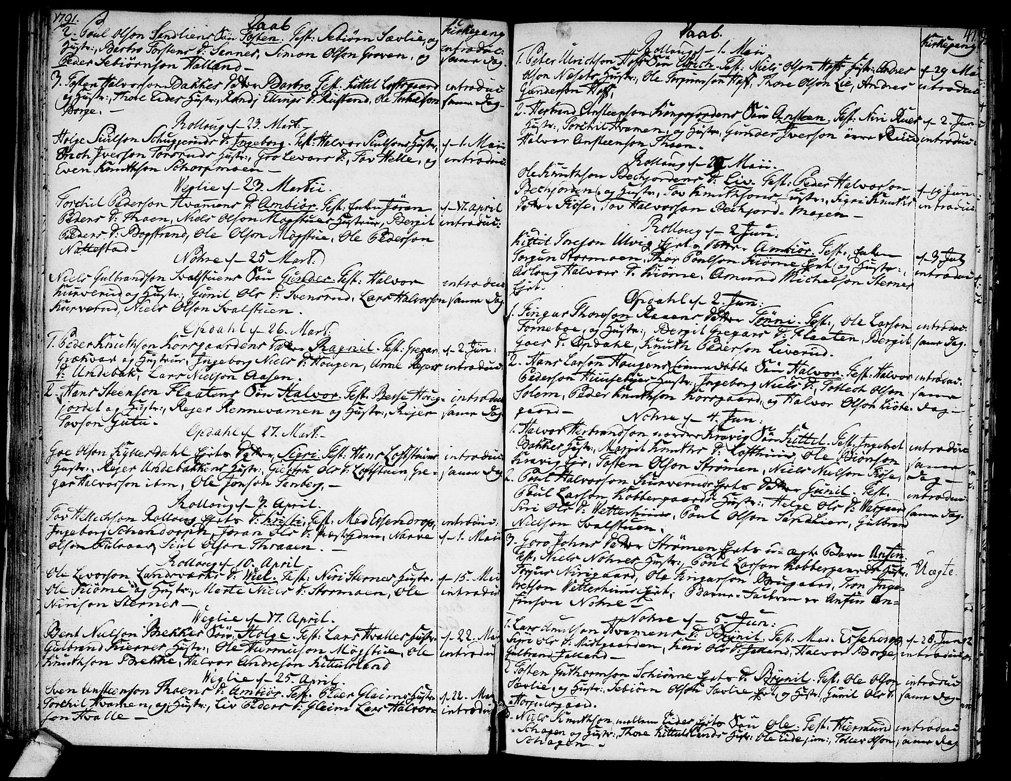 Rollag kirkebøker, AV/SAKO-A-240/F/Fa/L0004: Parish register (official) no. I 4, 1778-1792, p. 47