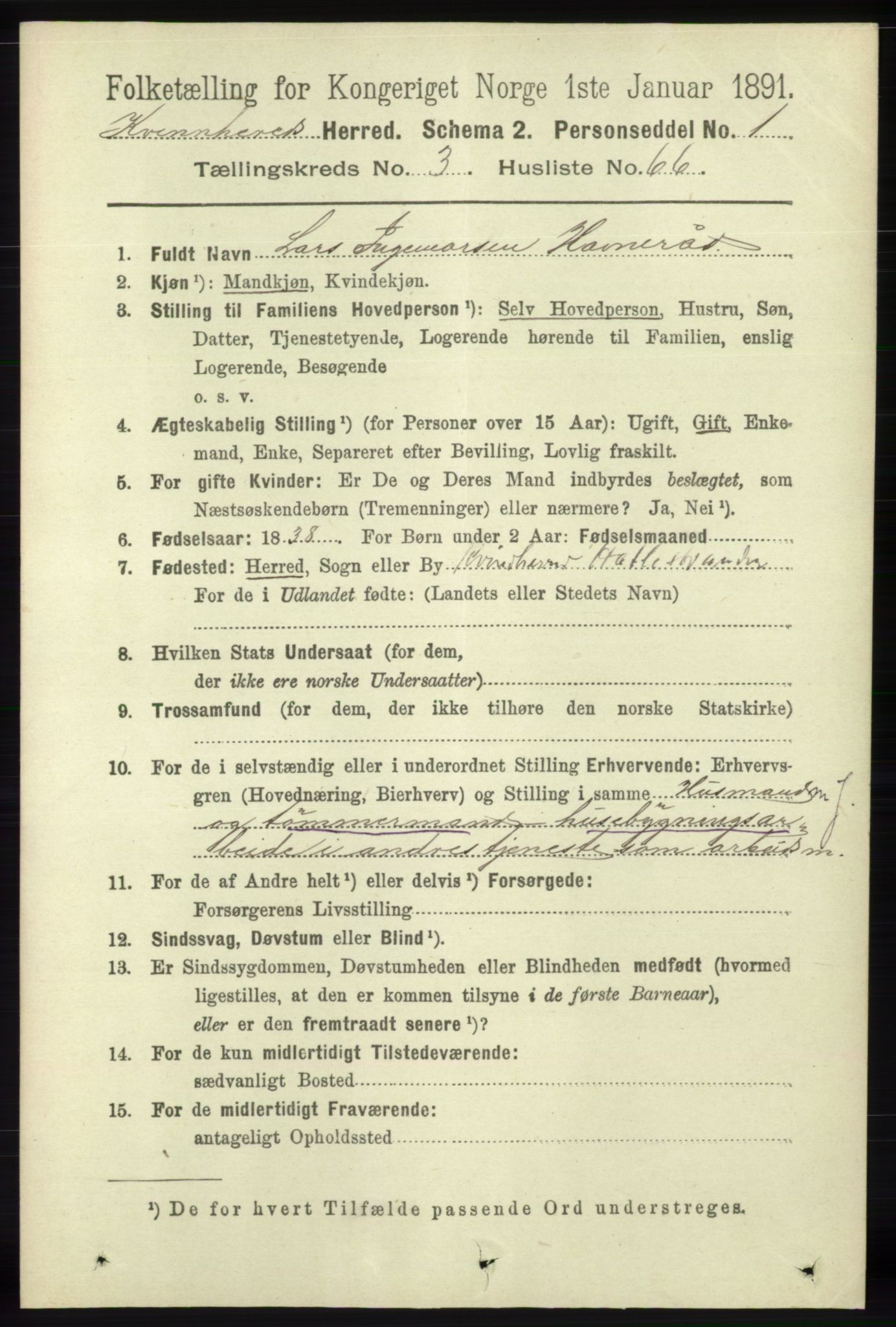 RA, 1891 census for 1224 Kvinnherad, 1891, p. 1326