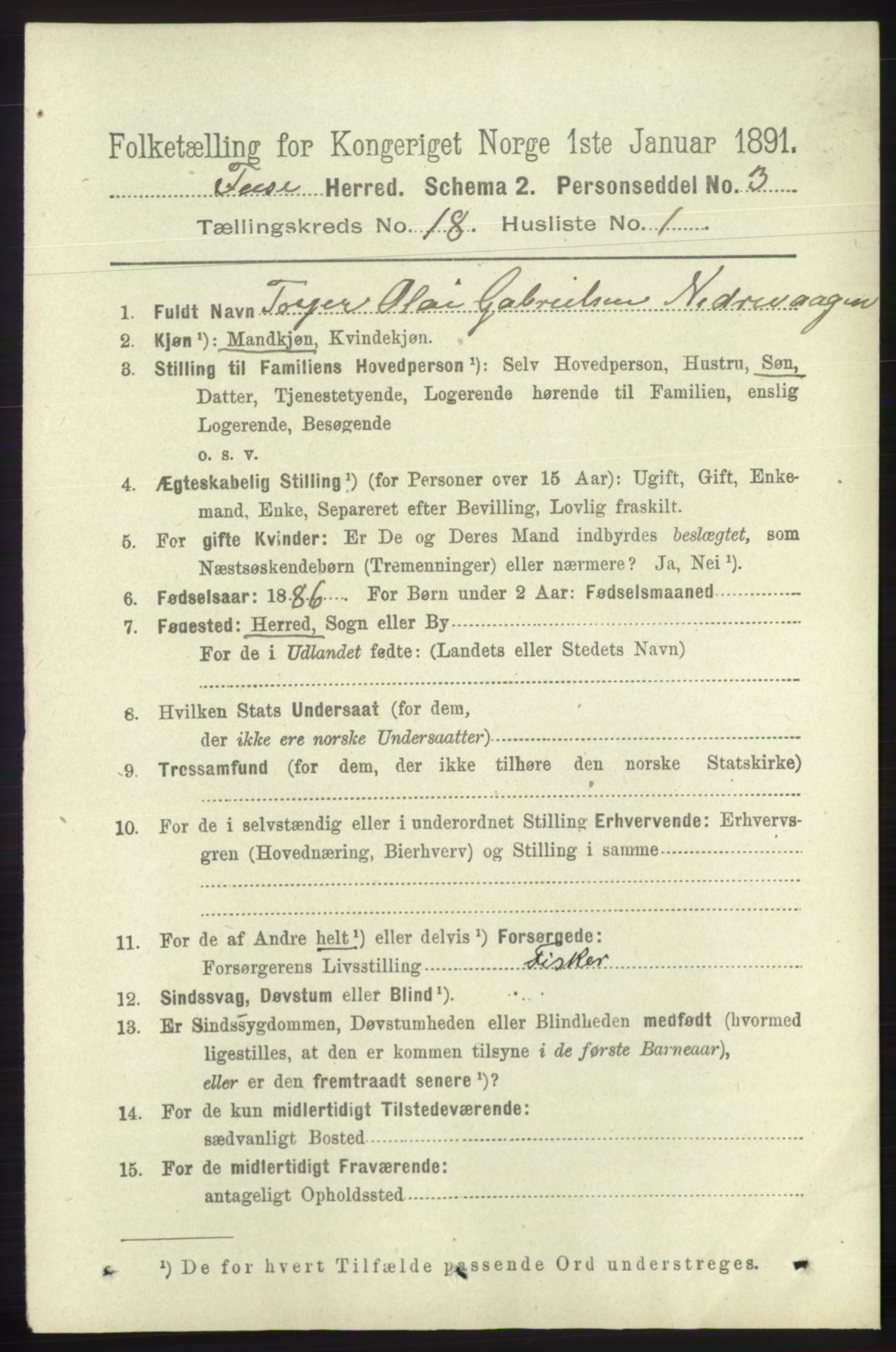 RA, 1891 census for 1241 Fusa, 1891, p. 4115