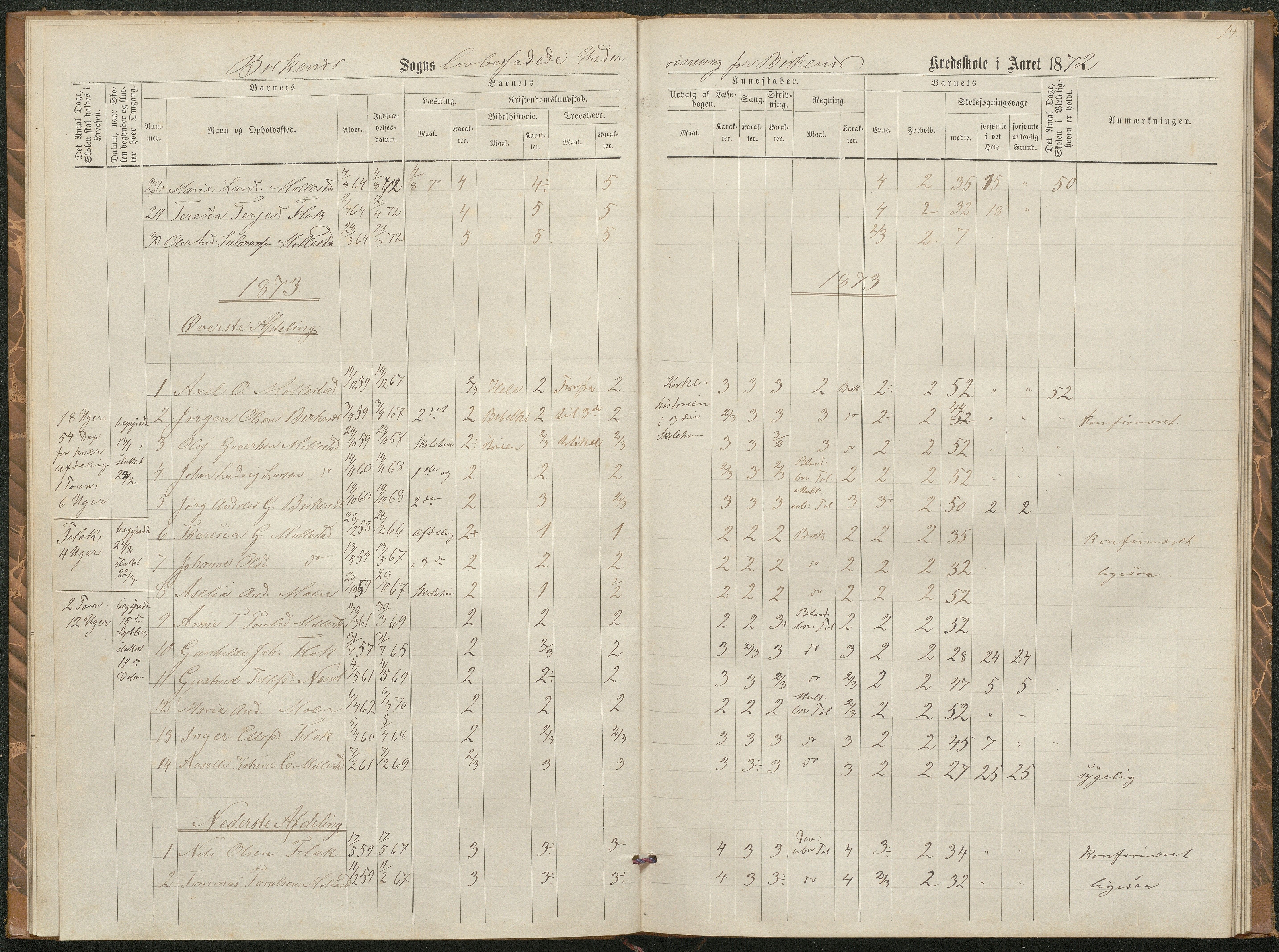 Birkenes kommune, Birkenes krets/Birkeland folkeskole frem til 1991, AAKS/KA0928-550a_91/F02/L0002: Skoleprotokoll, 1866-1878, p. 12