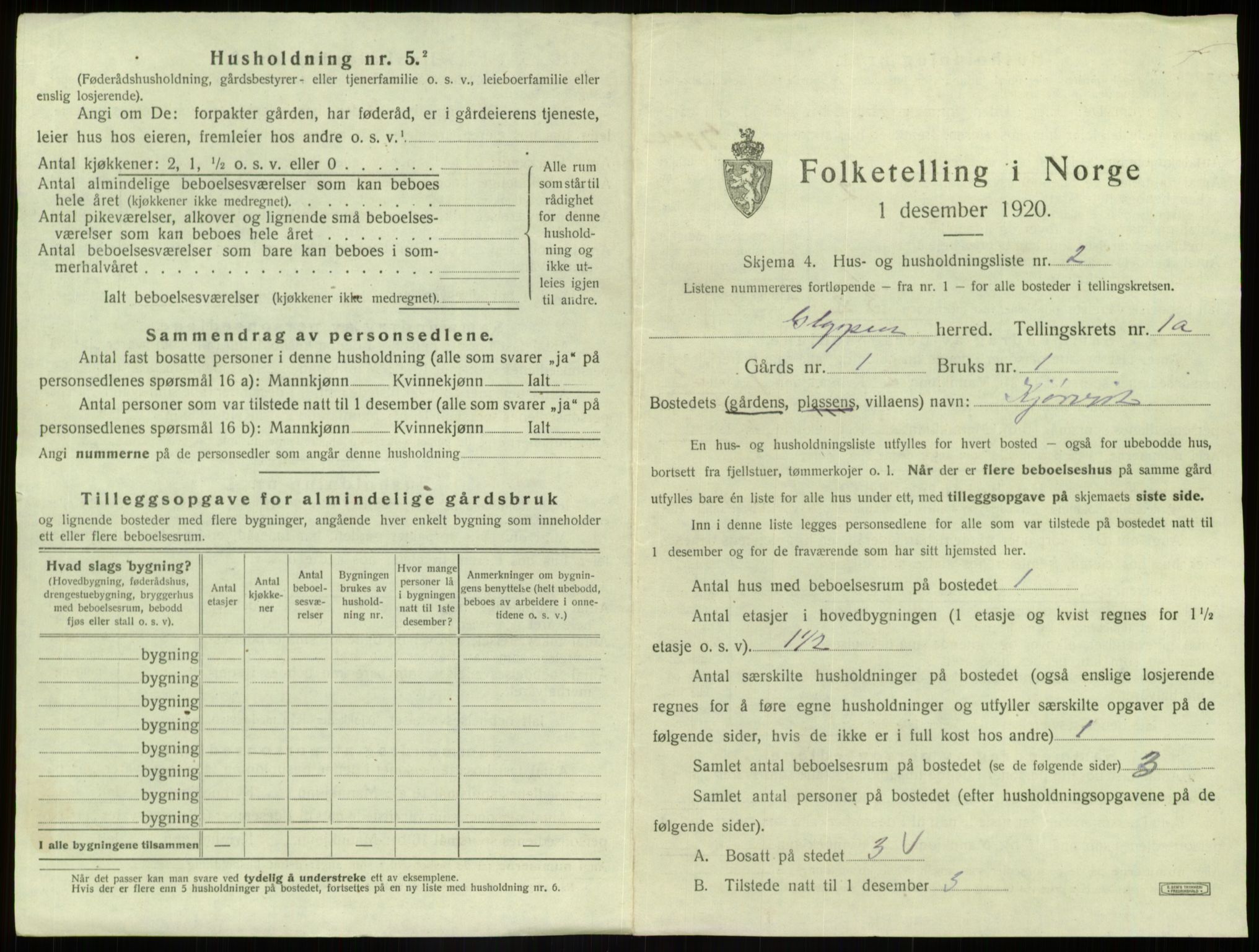 SAB, 1920 census for Gloppen, 1920, p. 55