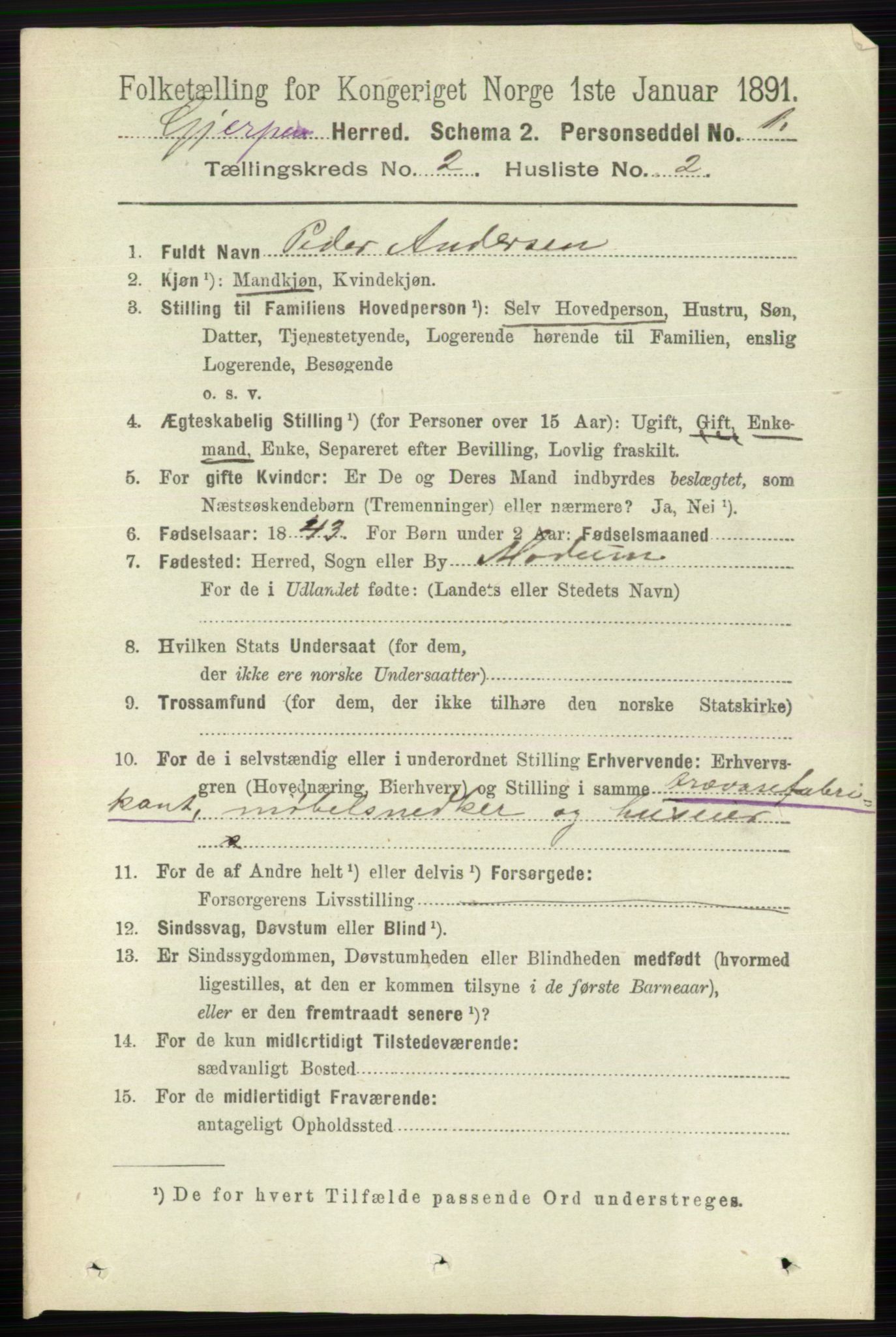 RA, 1891 census for 0812 Gjerpen, 1891, p. 742