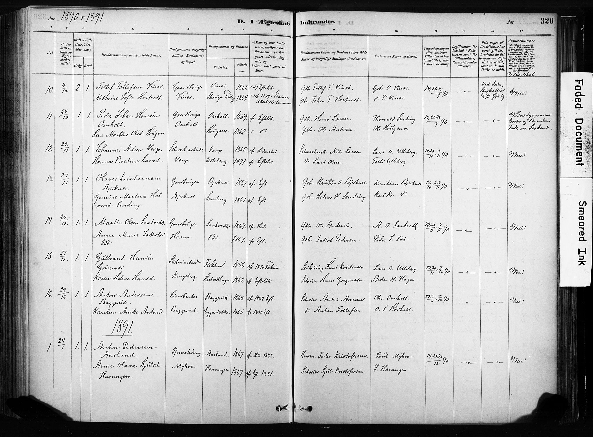 Sandsvær kirkebøker, SAKO/A-244/F/Fb/L0001: Parish register (official) no. II 1, 1878-1906, p. 326