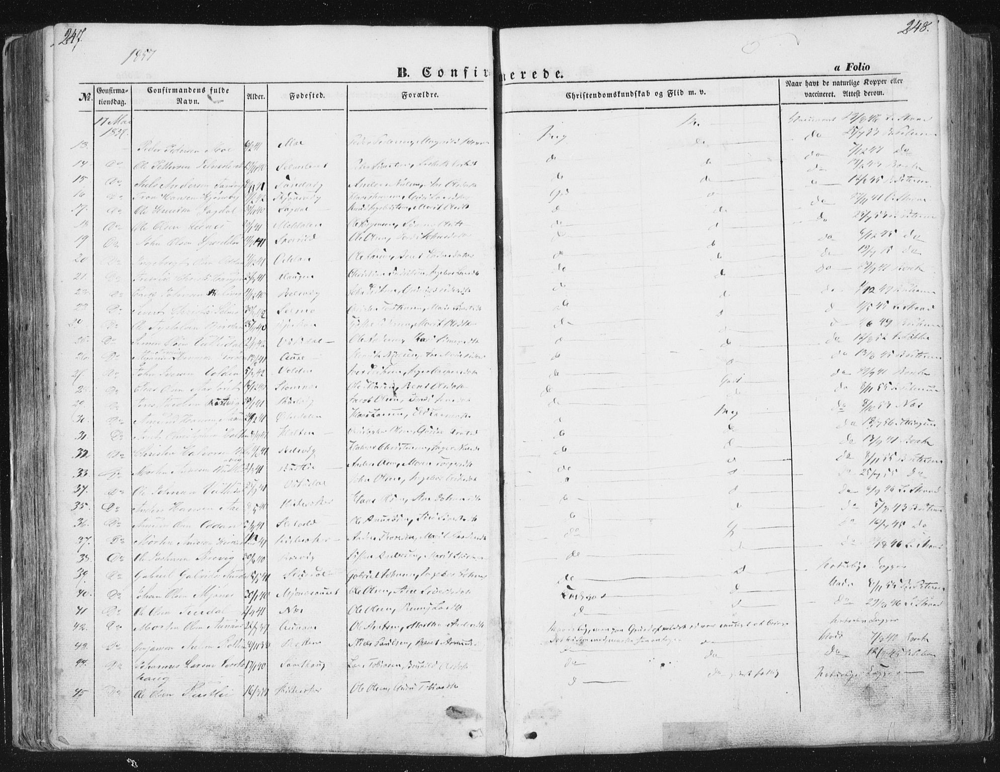 Ministerialprotokoller, klokkerbøker og fødselsregistre - Sør-Trøndelag, SAT/A-1456/630/L0494: Parish register (official) no. 630A07, 1852-1868, p. 247-248