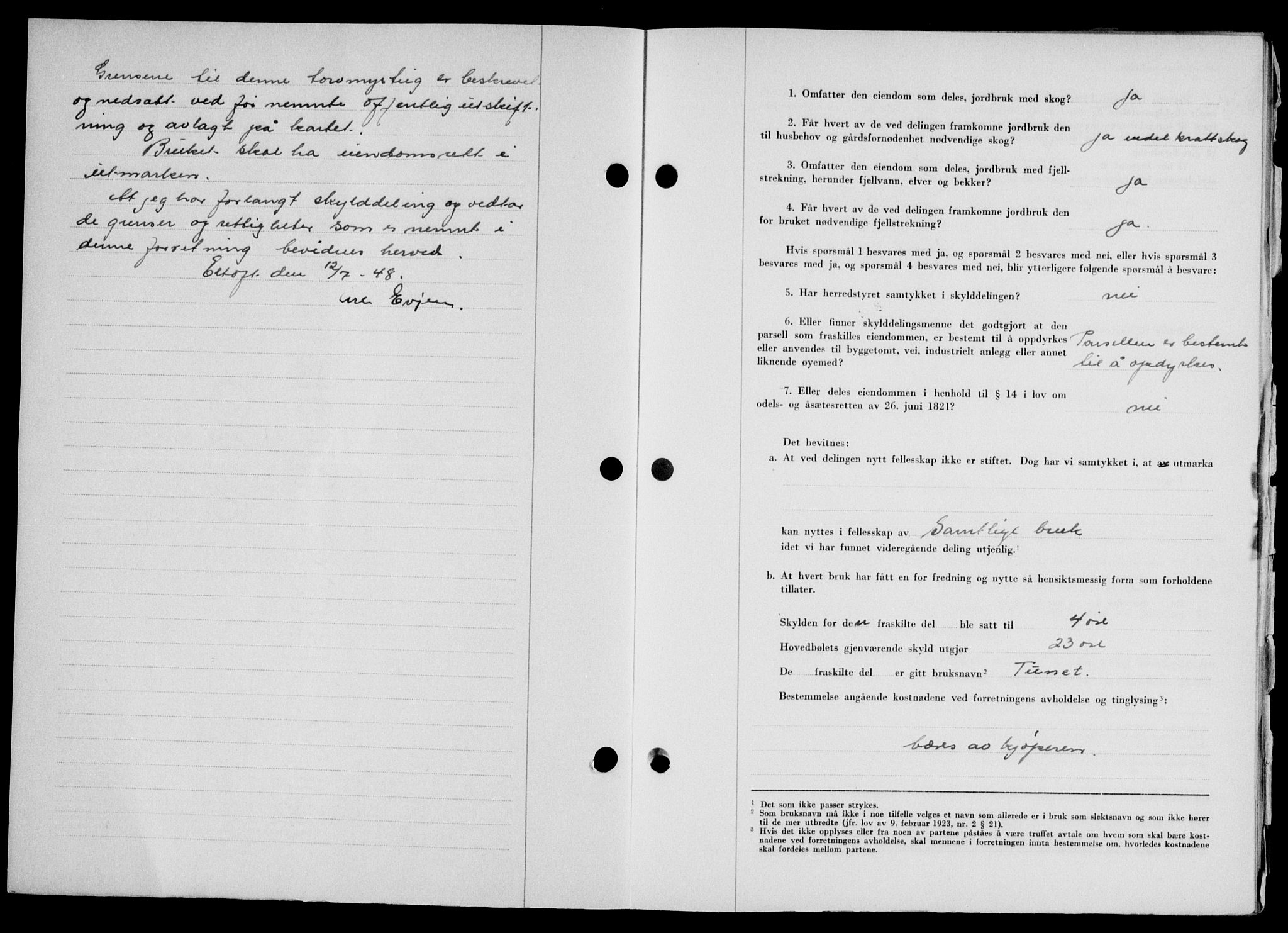 Lofoten sorenskriveri, SAT/A-0017/1/2/2C/L0018a: Mortgage book no. 18a, 1948-1948, Diary no: : 1623/1948