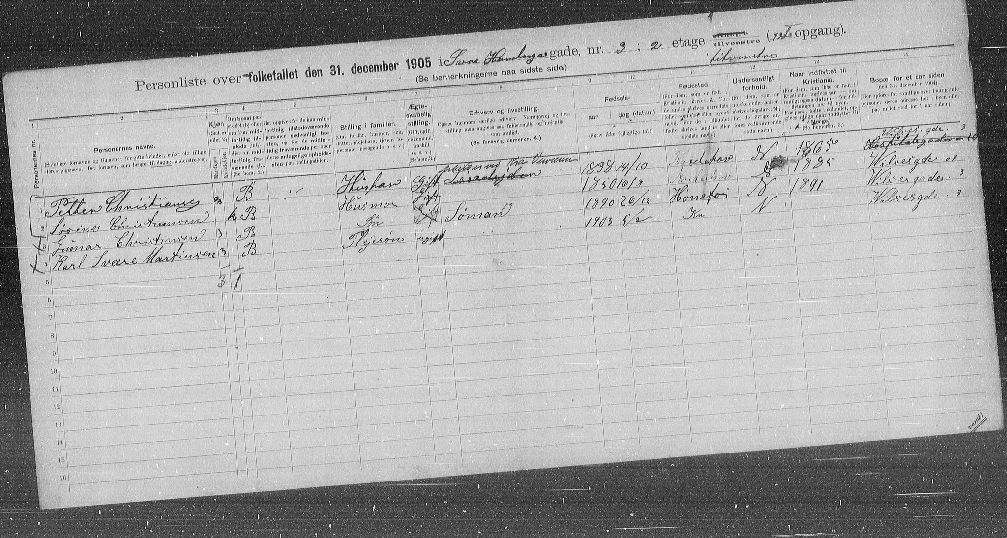 OBA, Municipal Census 1905 for Kristiania, 1905, p. 68260