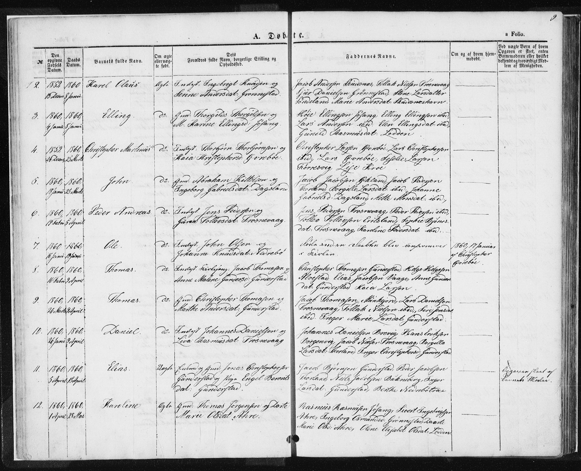 Tysvær sokneprestkontor, AV/SAST-A -101864/H/Ha/Haa/L0004: Parish register (official) no. A 4, 1857-1878, p. 9