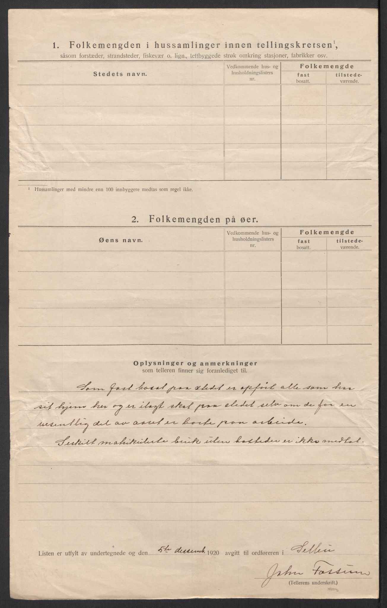 SAT, 1920 census for Selbu, 1920, p. 19