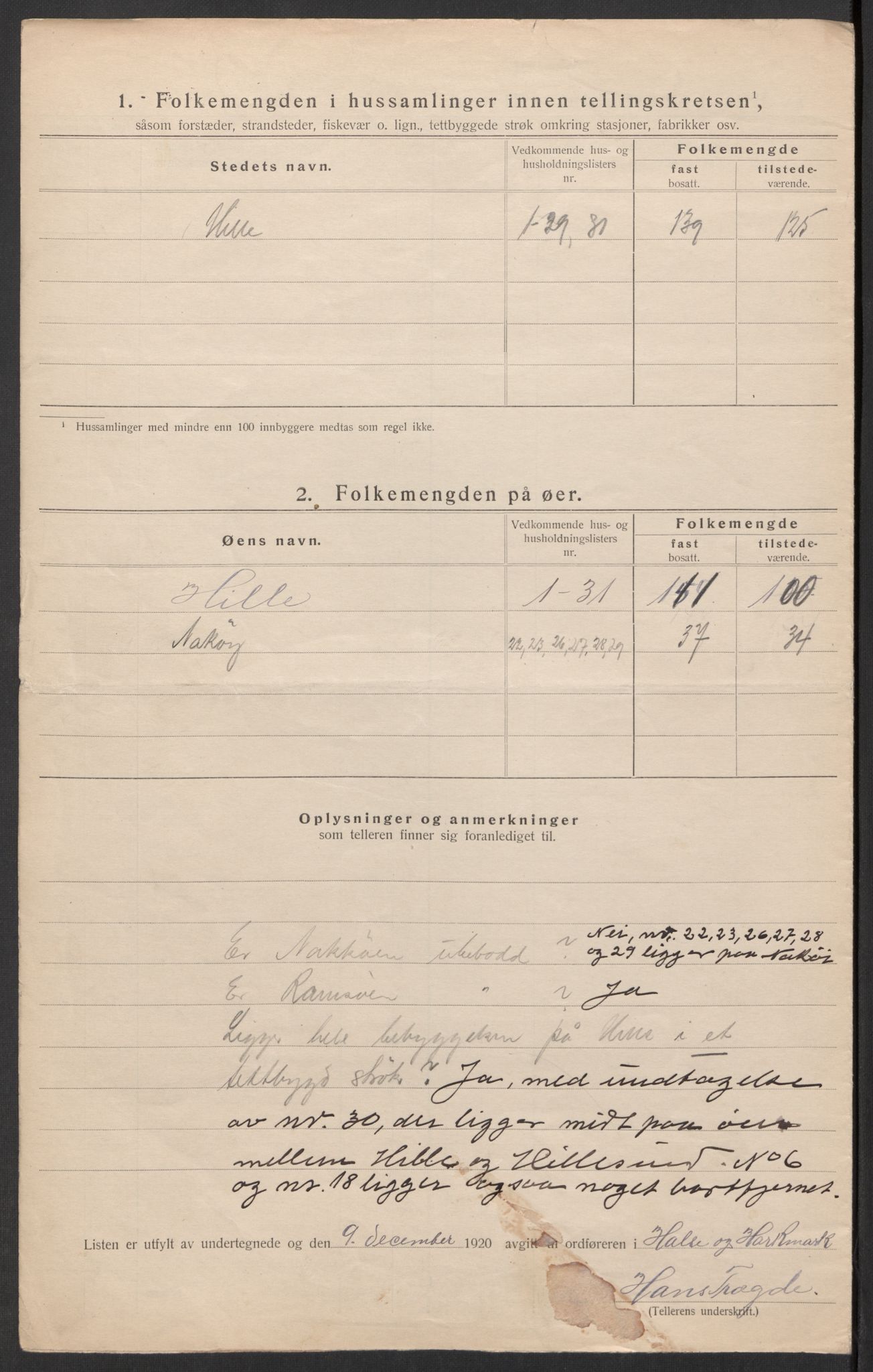 SAK, 1920 census for Halse og Harkmark, 1920, p. 54