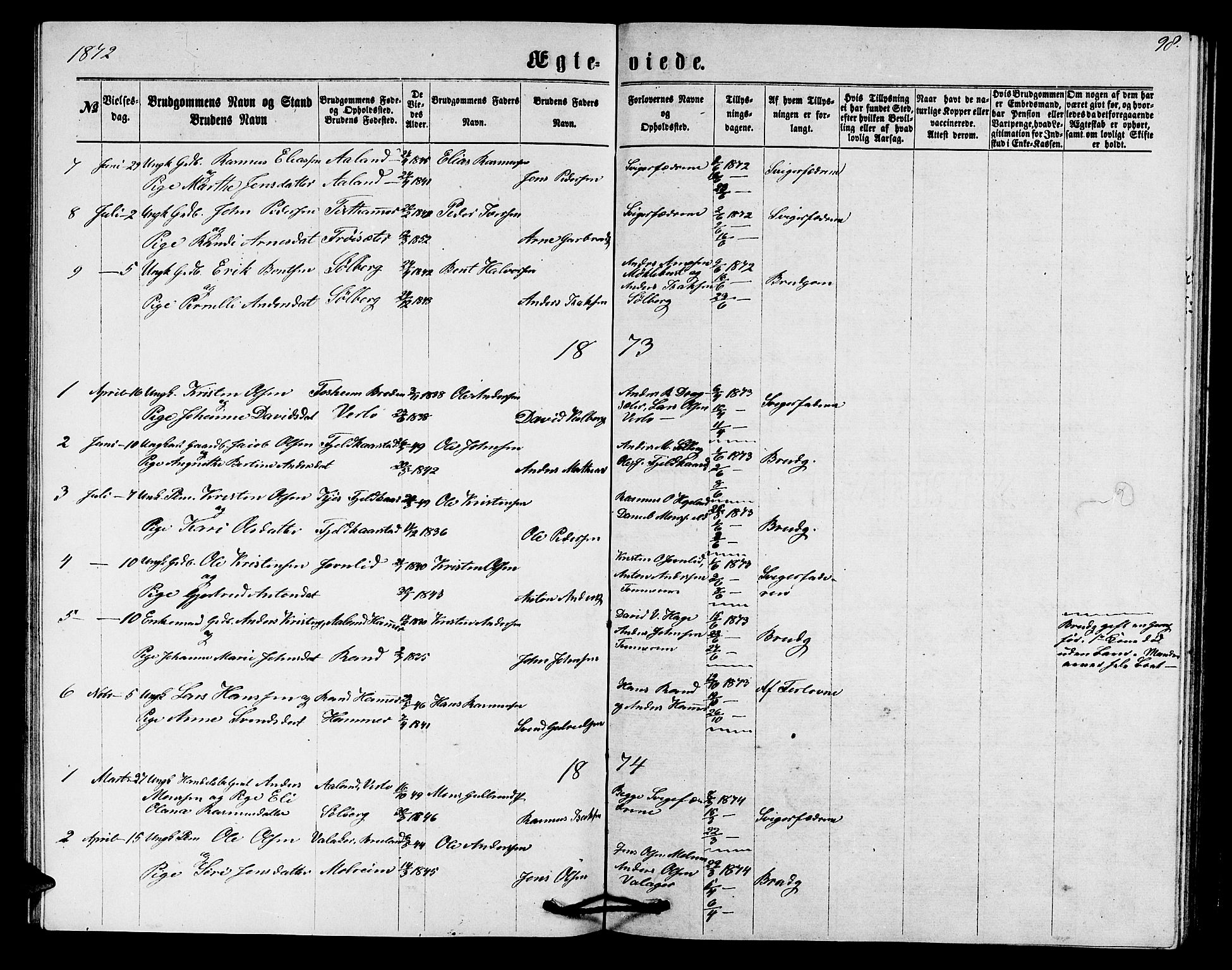 Innvik sokneprestembete, AV/SAB-A-80501: Parish register (copy) no. C 2, 1864-1882, p. 98