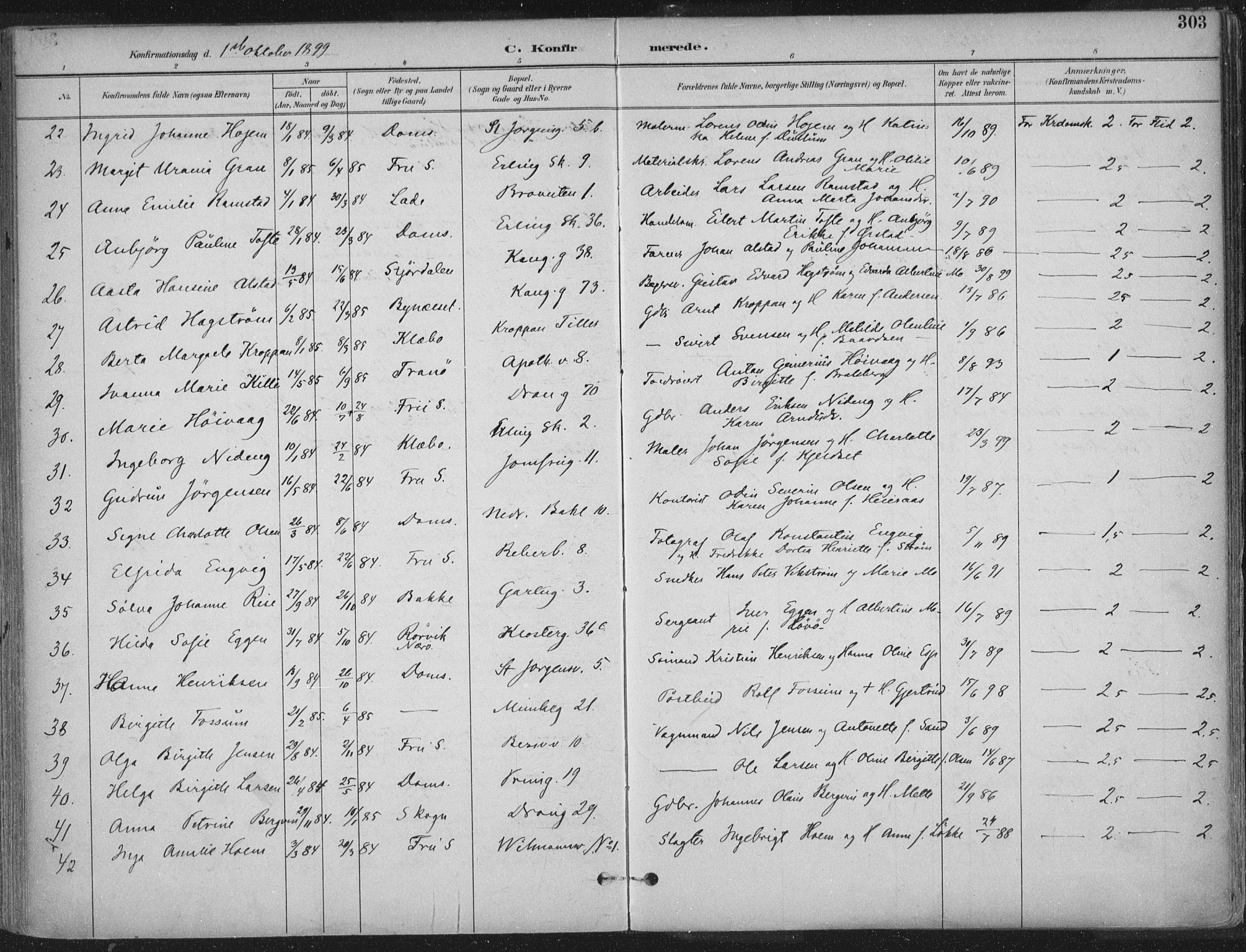 Ministerialprotokoller, klokkerbøker og fødselsregistre - Sør-Trøndelag, AV/SAT-A-1456/601/L0062: Parish register (official) no. 601A30, 1891-1911, p. 303