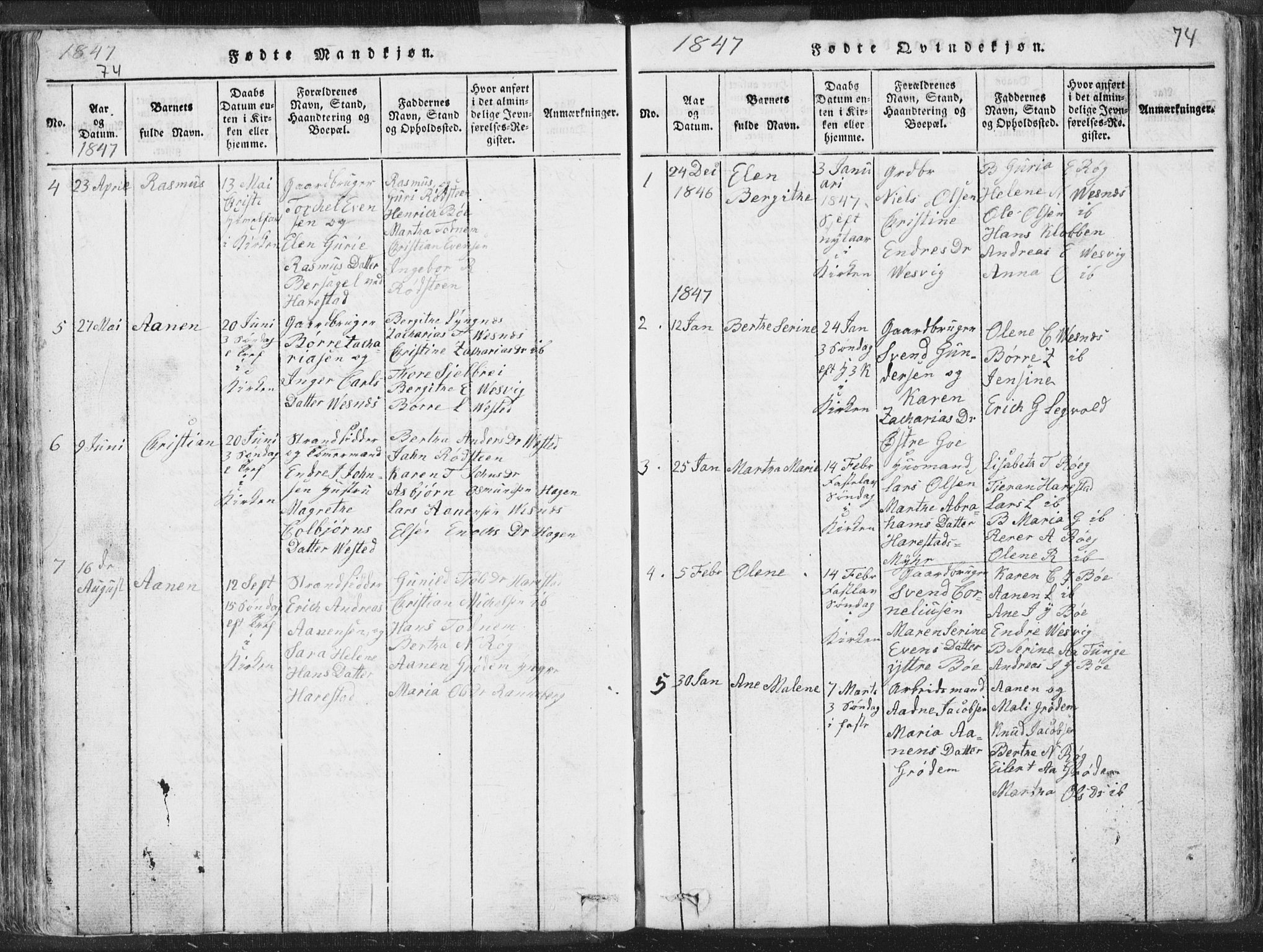 Hetland sokneprestkontor, SAST/A-101826/30/30BA/L0001: Parish register (official) no. A 1, 1816-1856, p. 74