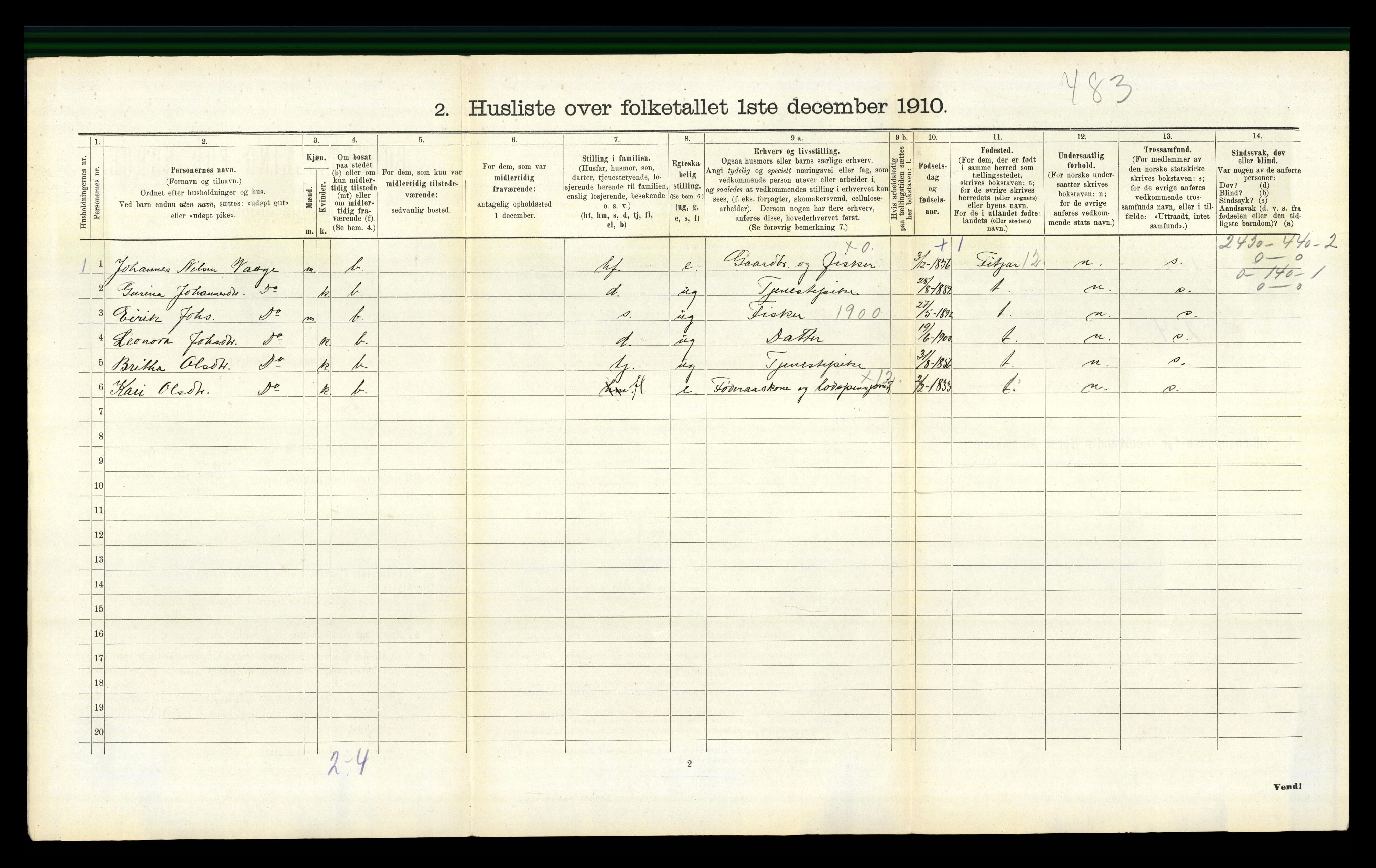 RA, 1910 census for Austevoll, 1910, p. 163