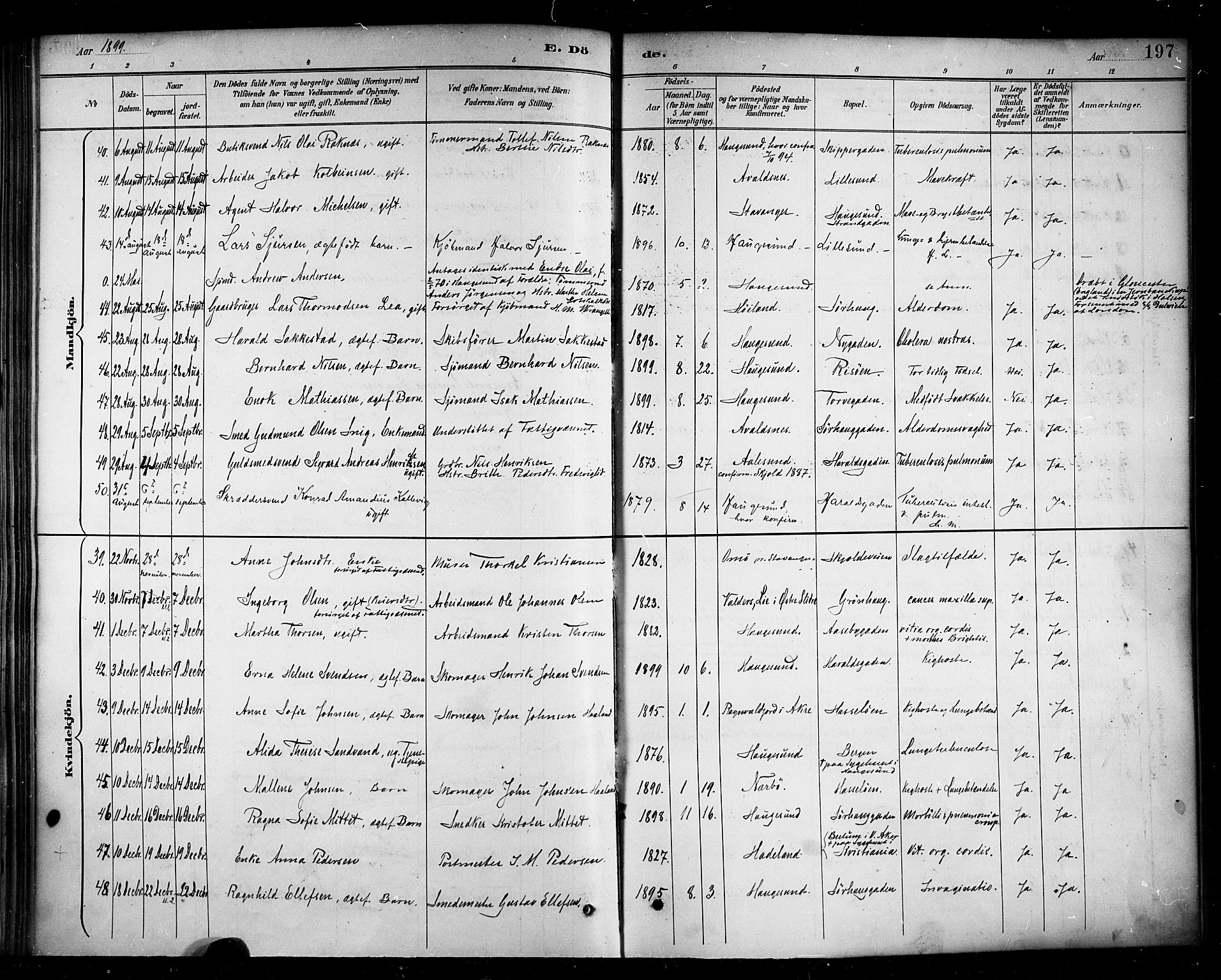 Haugesund sokneprestkontor, SAST/A -101863/H/Ha/Haa/L0005: Parish register (official) no. A 5, 1891-1903, p. 197