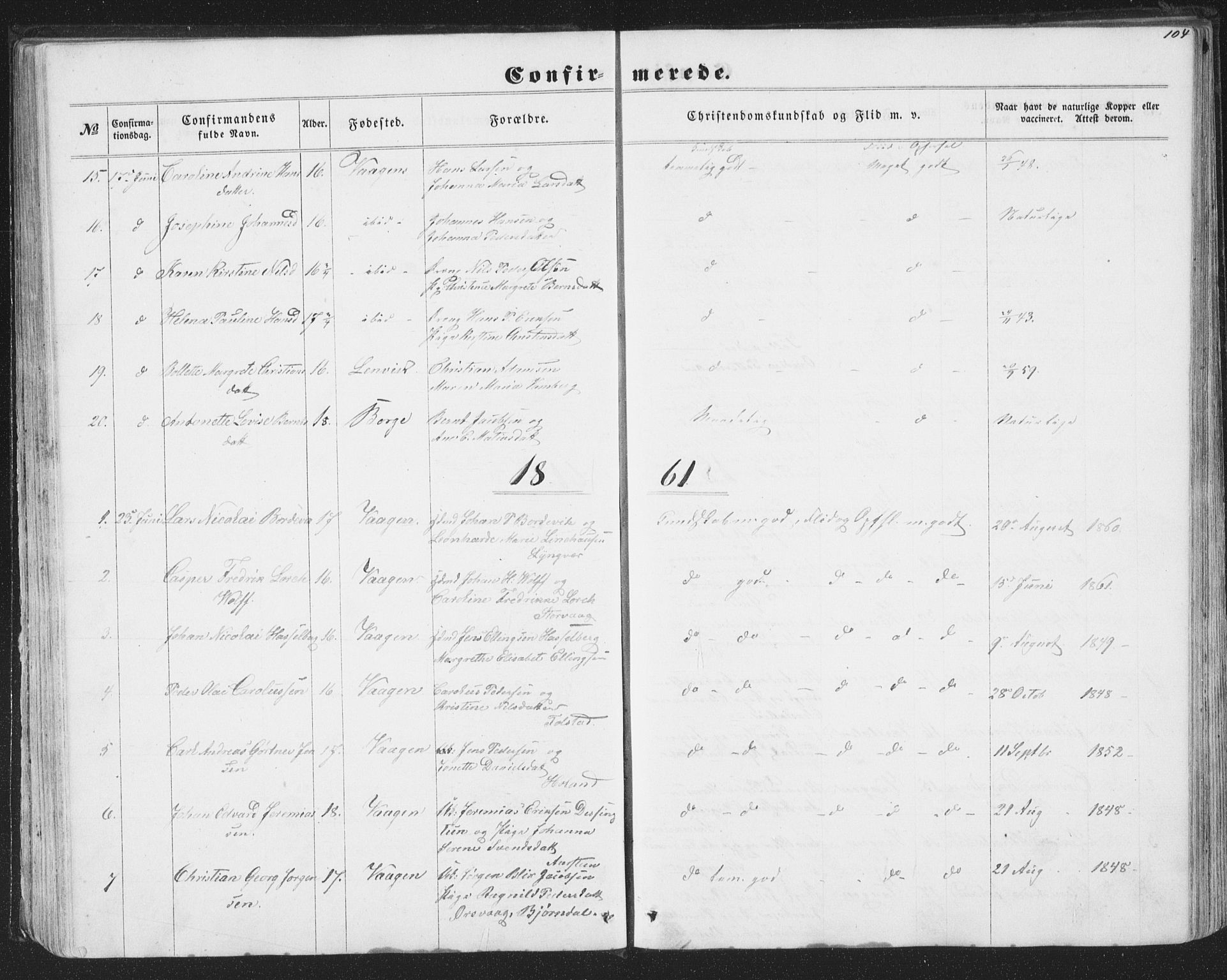 Ministerialprotokoller, klokkerbøker og fødselsregistre - Nordland, SAT/A-1459/874/L1073: Parish register (copy) no. 874C02, 1860-1870, p. 104