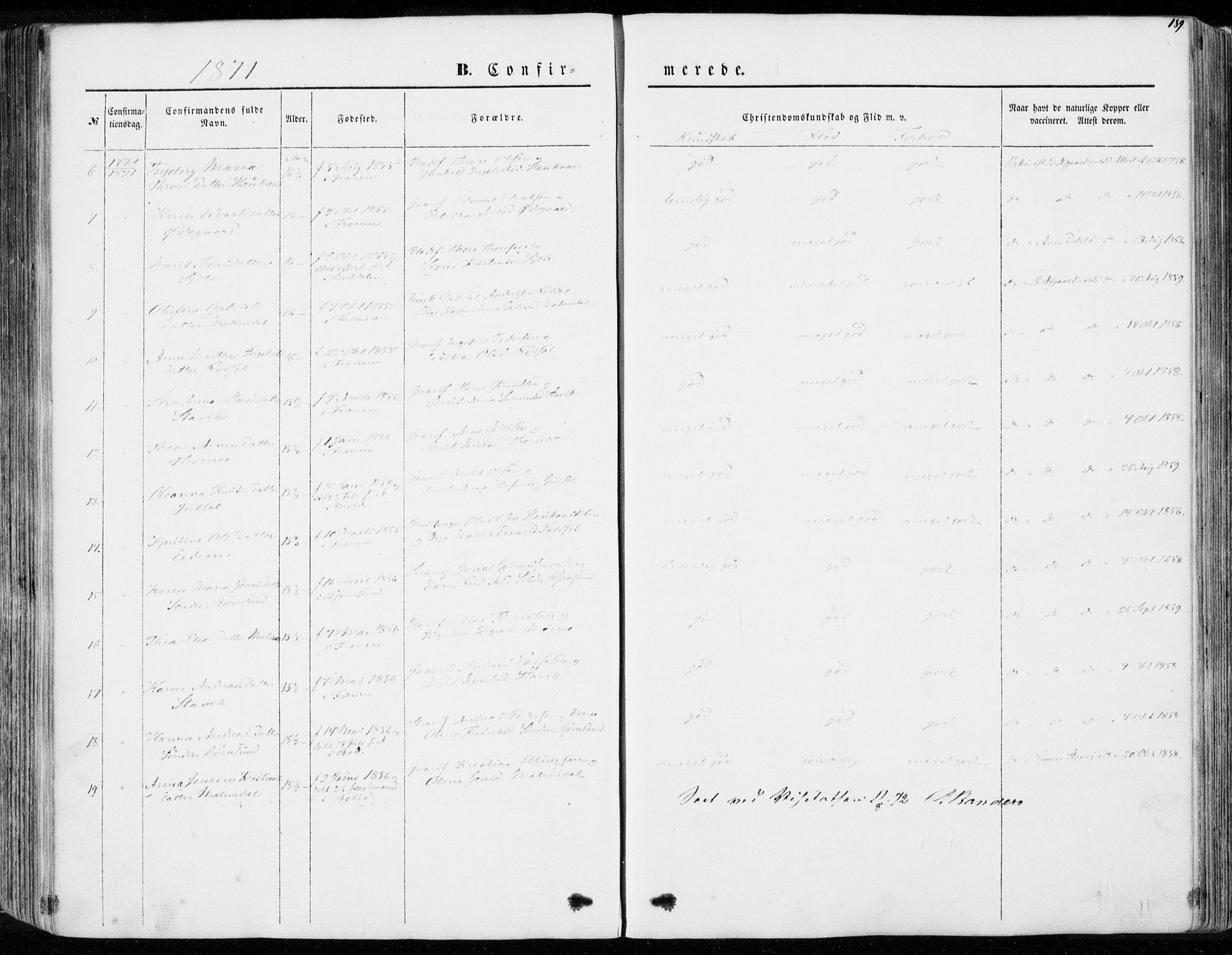 Ministerialprotokoller, klokkerbøker og fødselsregistre - Møre og Romsdal, AV/SAT-A-1454/565/L0748: Parish register (official) no. 565A02, 1845-1872, p. 189