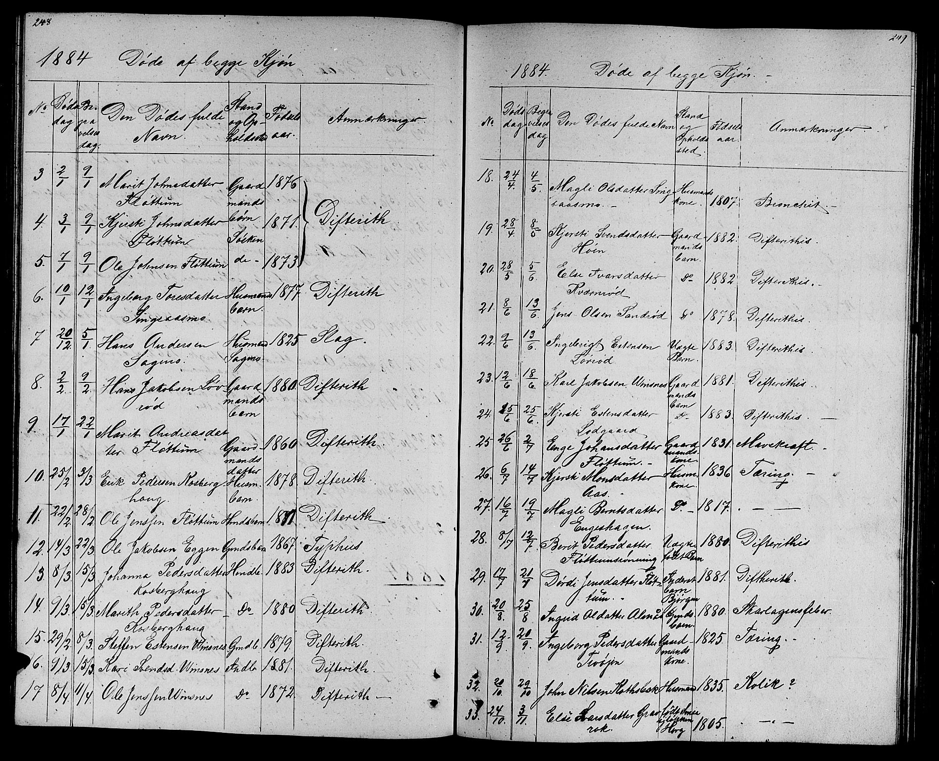 Ministerialprotokoller, klokkerbøker og fødselsregistre - Sør-Trøndelag, SAT/A-1456/688/L1027: Parish register (copy) no. 688C02, 1861-1889, p. 248-249