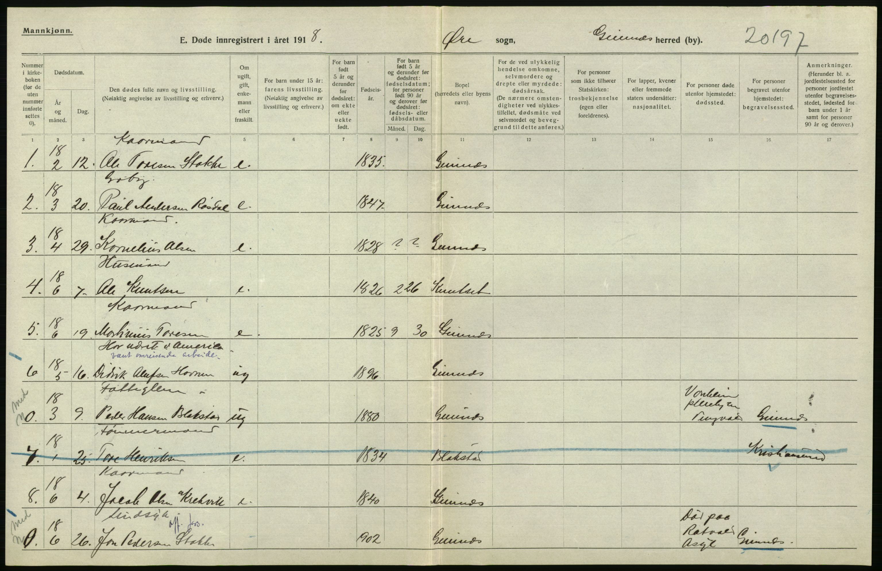 Statistisk sentralbyrå, Sosiodemografiske emner, Befolkning, RA/S-2228/D/Df/Dfb/Dfbh/L0045: Møre fylke: Døde. Bygder og byer., 1918, p. 486