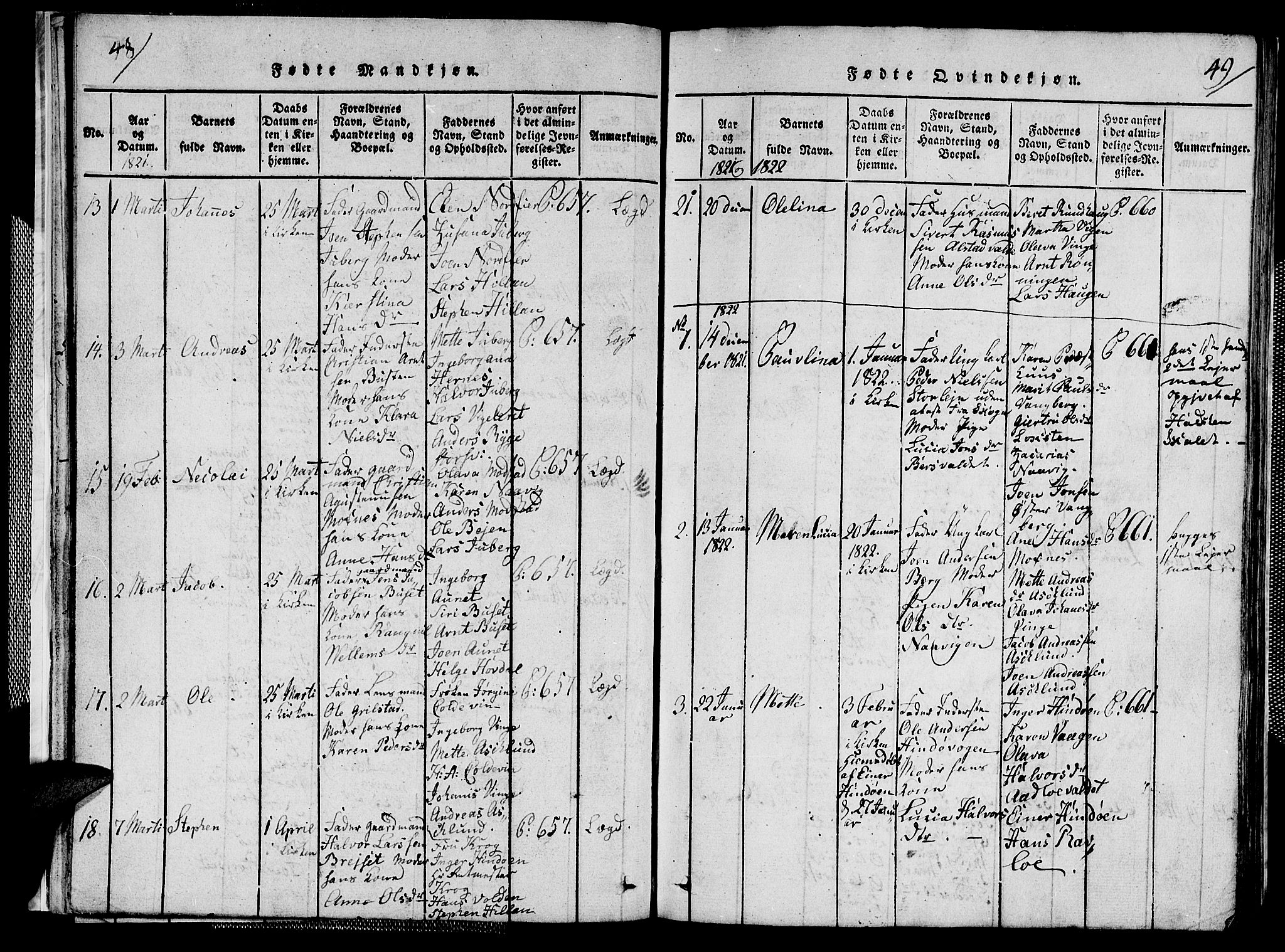 Ministerialprotokoller, klokkerbøker og fødselsregistre - Nord-Trøndelag, AV/SAT-A-1458/713/L0124: Parish register (copy) no. 713C01, 1817-1827, p. 48-49