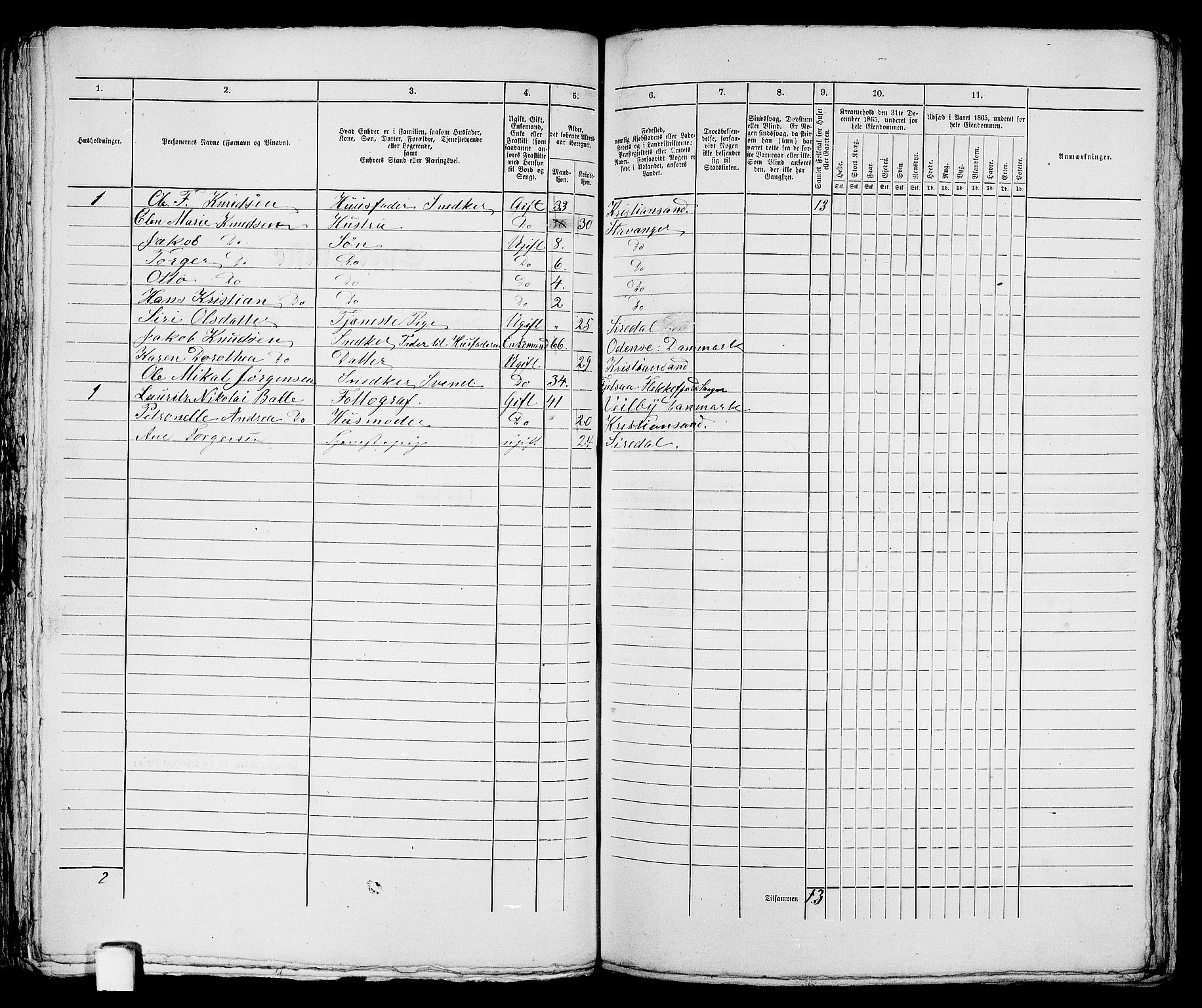 RA, 1865 census for Stavanger, 1865, p. 2175