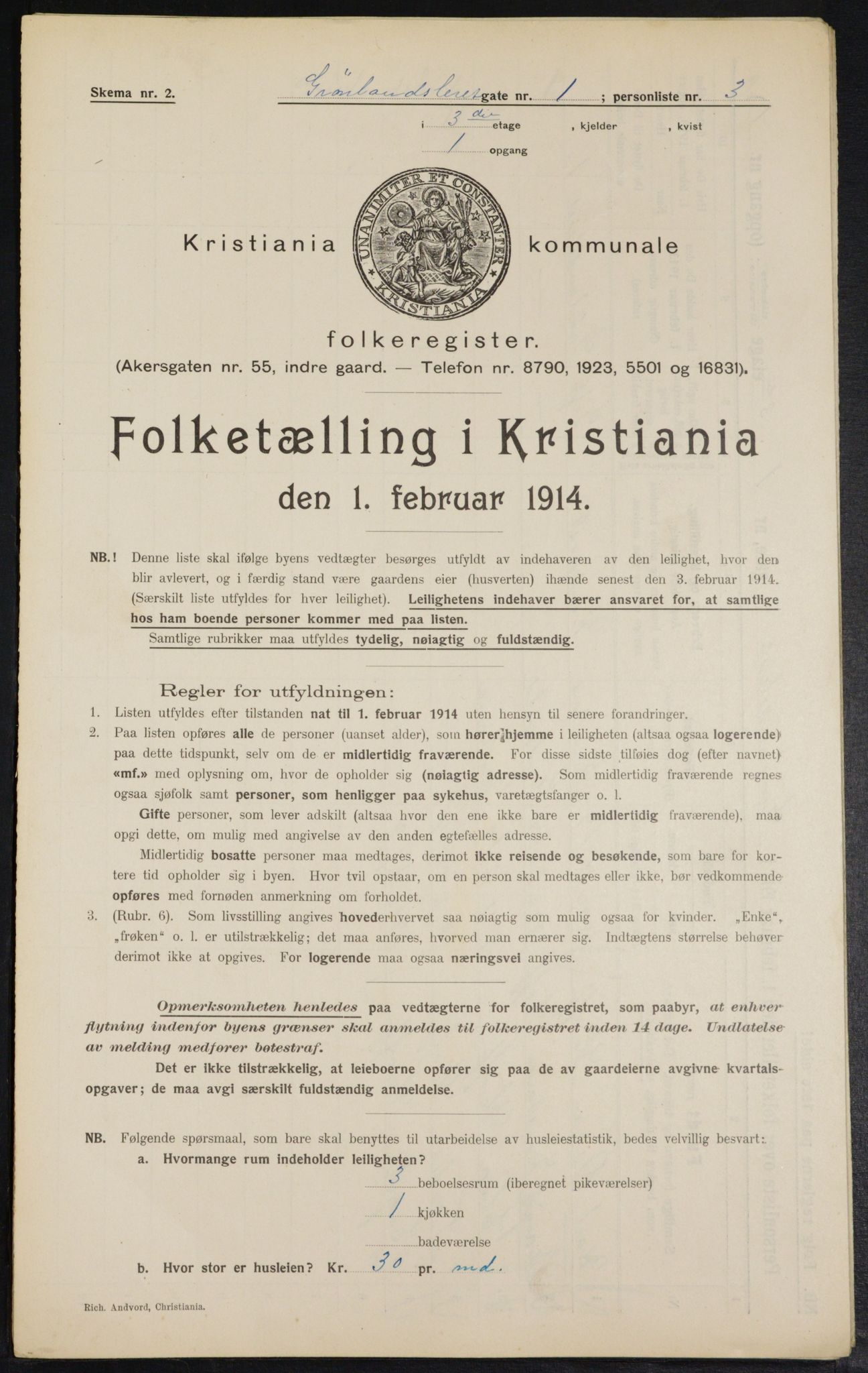 OBA, Municipal Census 1914 for Kristiania, 1914, p. 31672