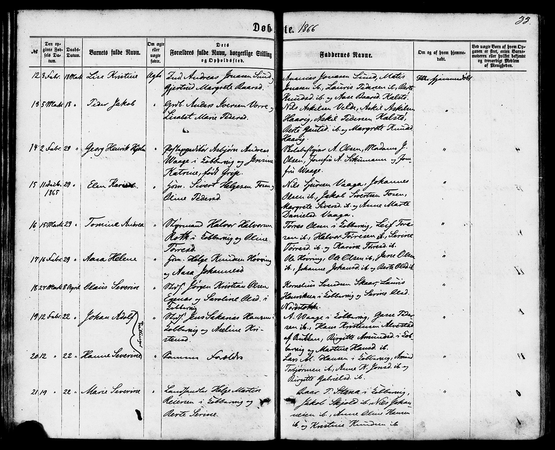 Avaldsnes sokneprestkontor, AV/SAST-A -101851/H/Ha/Haa/L0011: Parish register (official) no. A 11, 1861-1880, p. 33