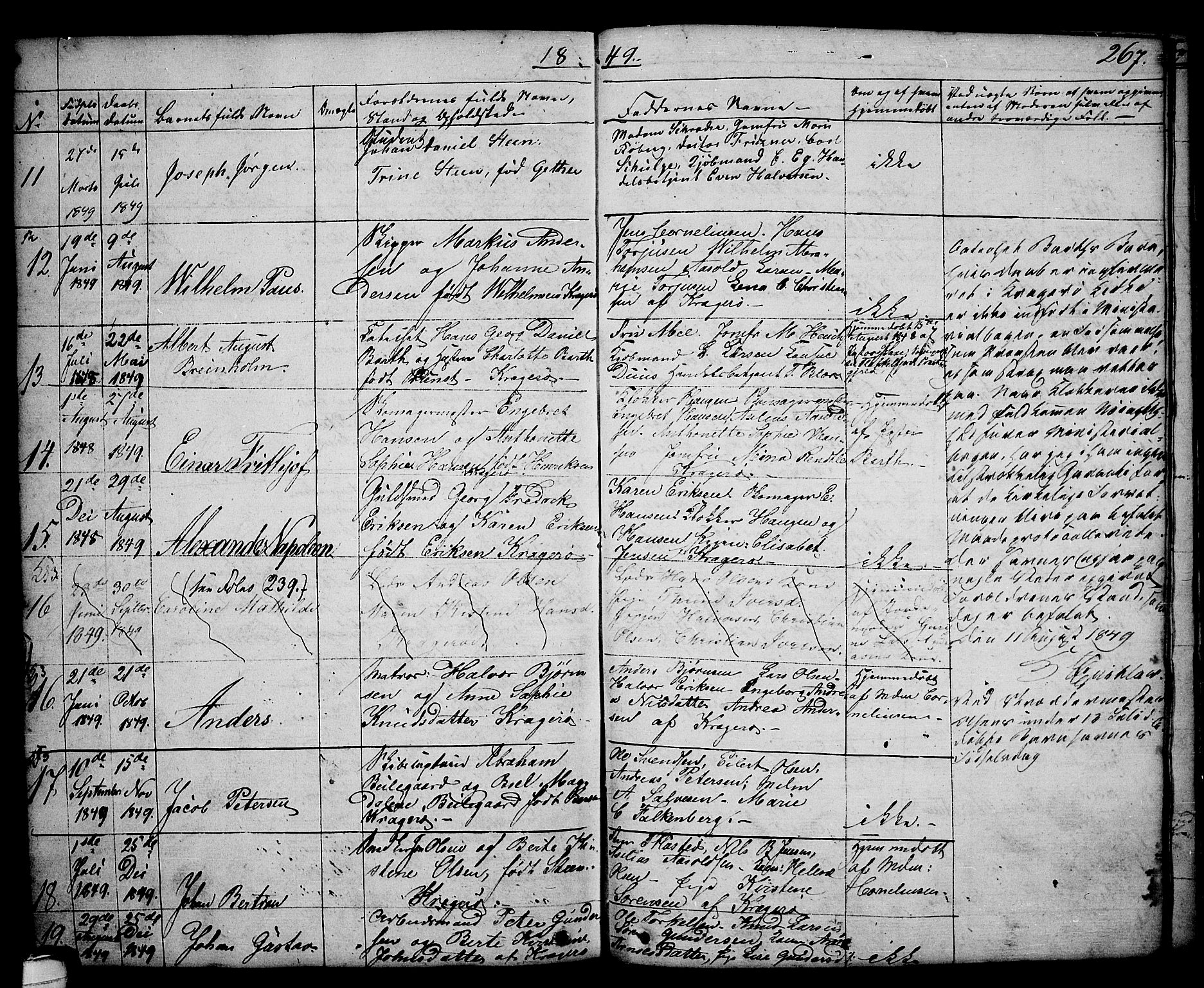 Kragerø kirkebøker, AV/SAKO-A-278/G/Ga/L0003: Parish register (copy) no. 3, 1832-1852, p. 267
