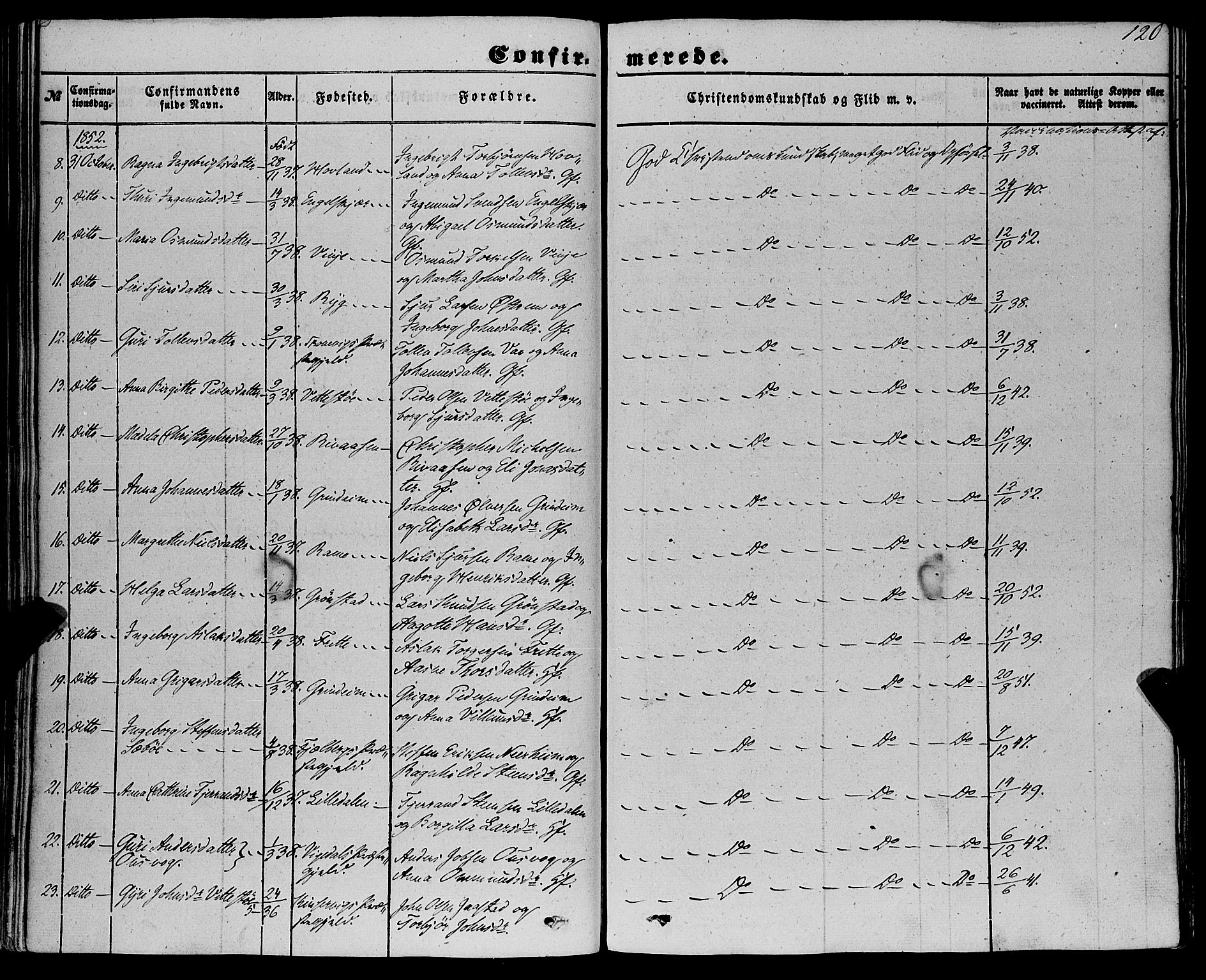 Etne sokneprestembete, AV/SAB-A-75001/H/Haa: Parish register (official) no. A 8, 1848-1862, p. 120