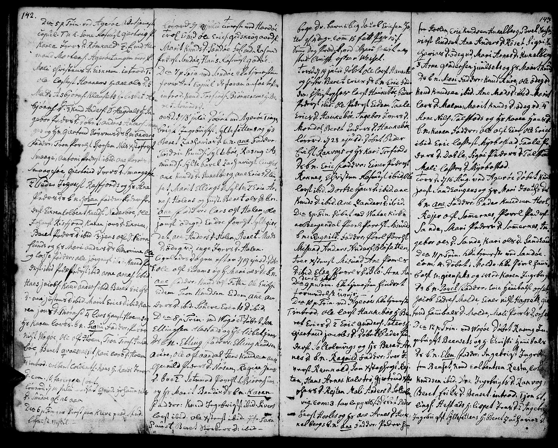 Ministerialprotokoller, klokkerbøker og fødselsregistre - Møre og Romsdal, AV/SAT-A-1454/560/L0717: Parish register (official) no. 560A01, 1785-1808, p. 142-143