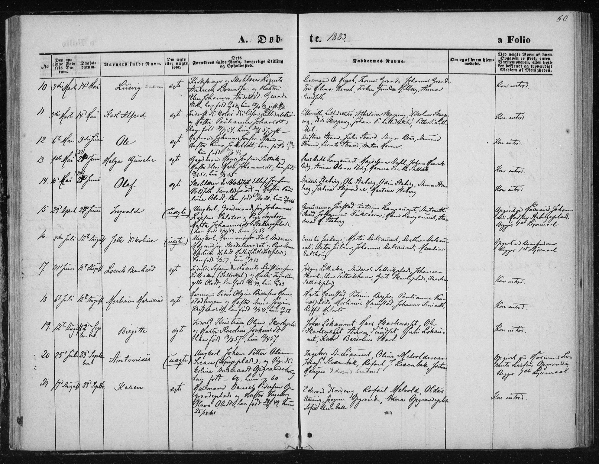 Ministerialprotokoller, klokkerbøker og fødselsregistre - Nord-Trøndelag, SAT/A-1458/733/L0324: Parish register (official) no. 733A03, 1870-1883, p. 60