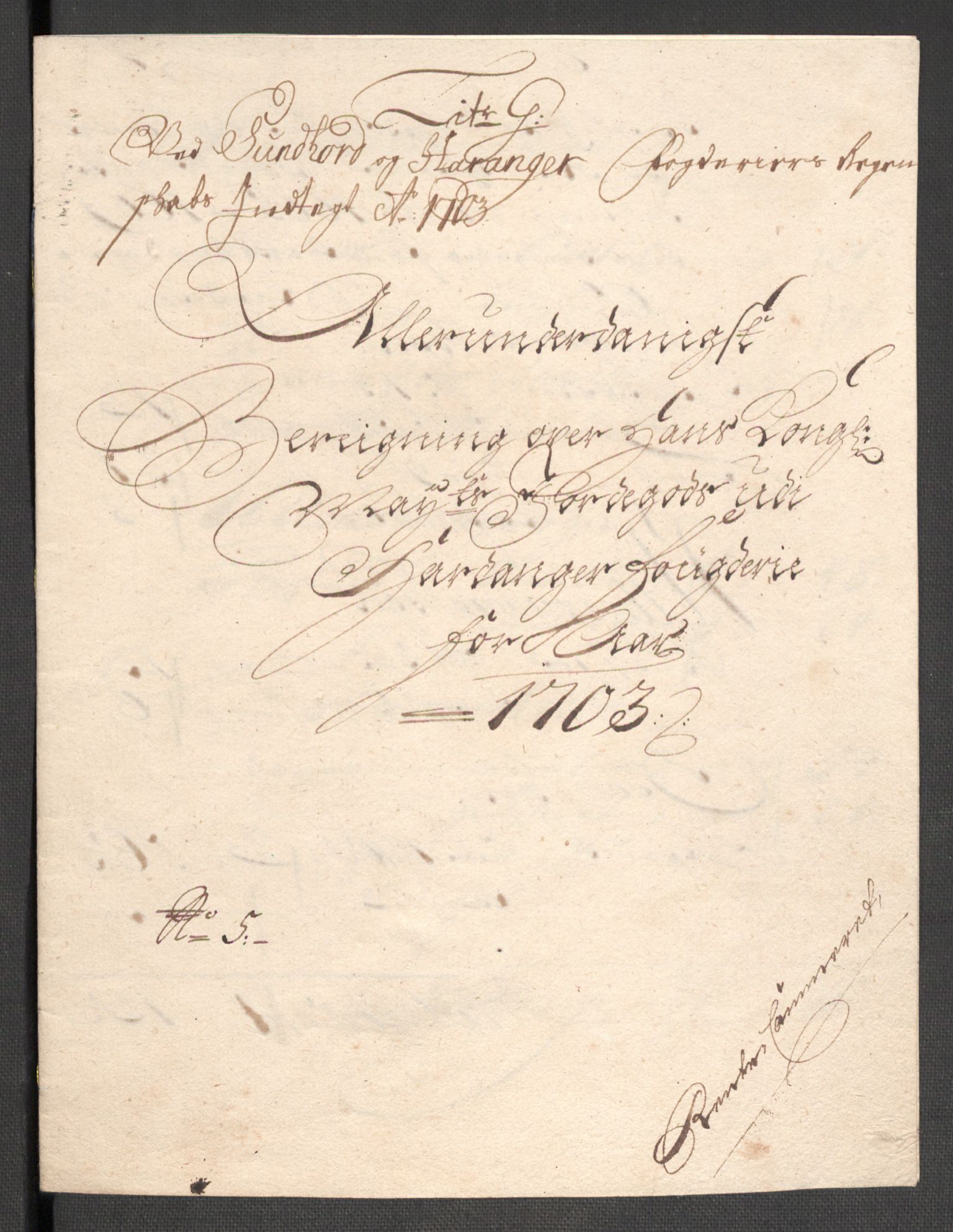 Rentekammeret inntil 1814, Reviderte regnskaper, Fogderegnskap, RA/EA-4092/R48/L2981: Fogderegnskap Sunnhordland og Hardanger, 1703, p. 158