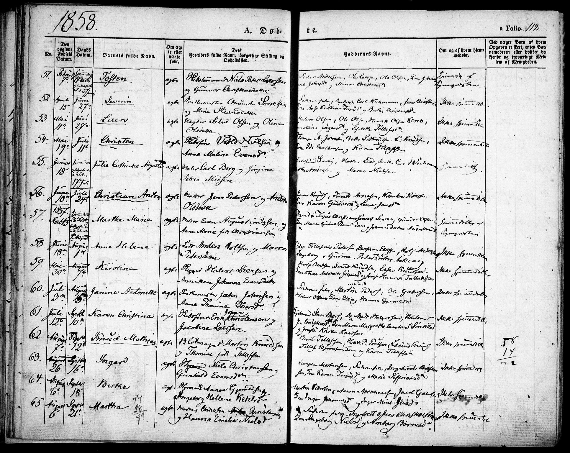 Risør sokneprestkontor, SAK/1111-0035/F/Fa/L0003: Parish register (official) no. A 3, 1838-1864, p. 112