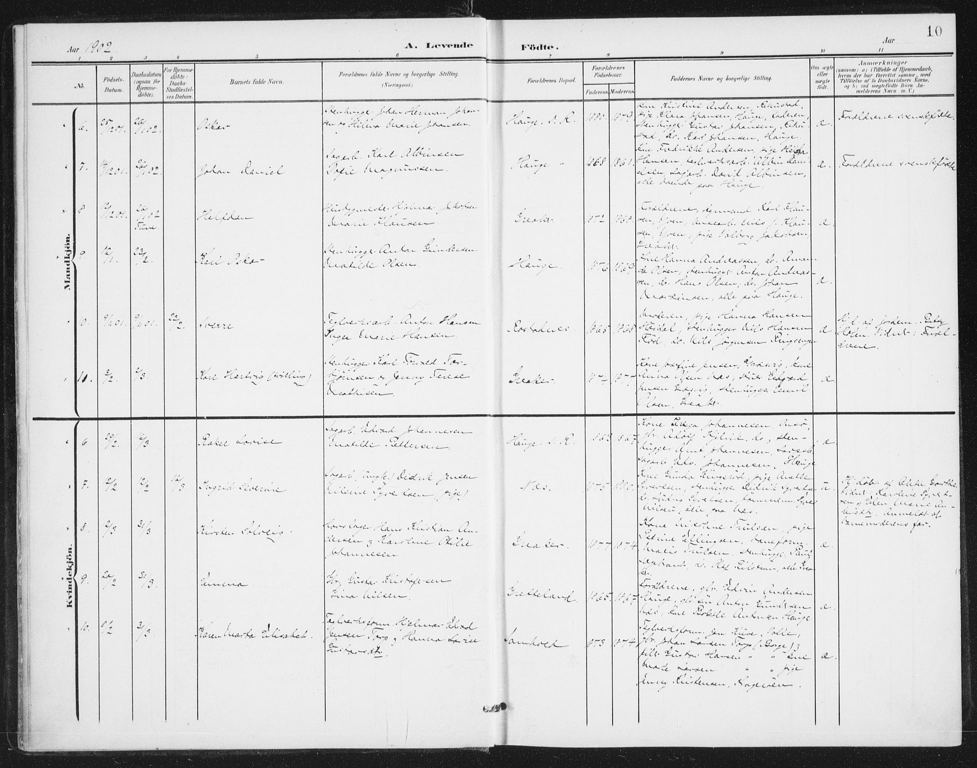 Rolvsøy prestekontor Kirkebøker, AV/SAO-A-2004/F/Fa/L0001: Parish register (official) no. 1, 1901-1909, p. 10