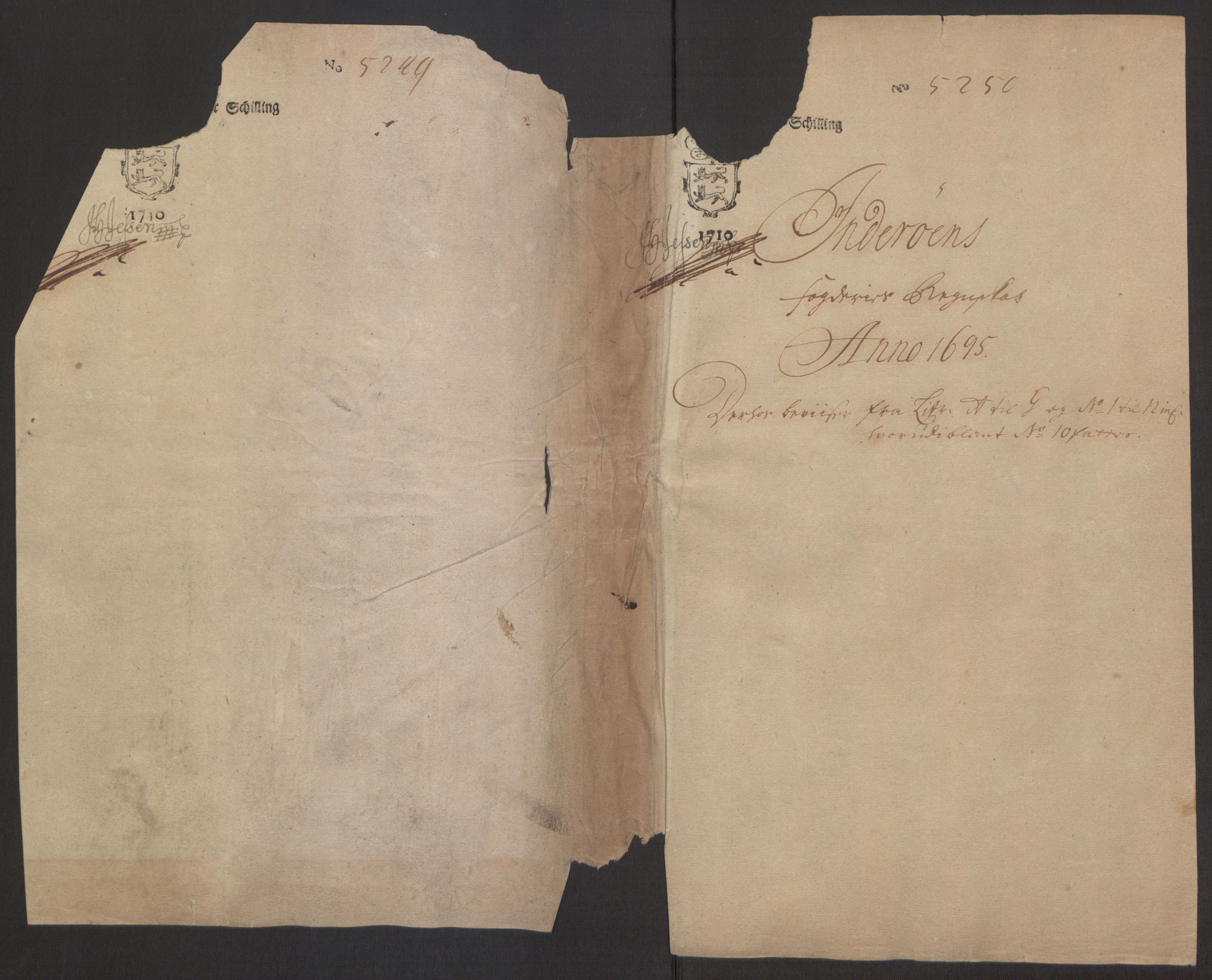 Rentekammeret inntil 1814, Reviderte regnskaper, Fogderegnskap, RA/EA-4092/R63/L4309: Fogderegnskap Inderøy, 1695-1697, p. 3